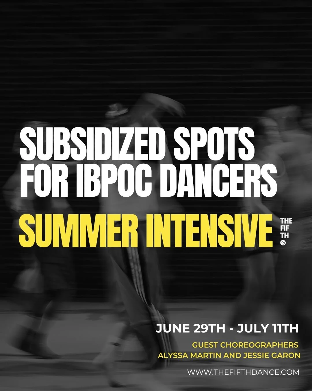 Community-funded Summer Intensive spots ☀️
 
As of today, thanks to the incredible generosity and fundraising event hosted by faculty member Lauren Janeway @laurenjaneway and her team at Humber Polytechnic- Michaela Hoferica, Kemi Akinyode, Ivy Ha an