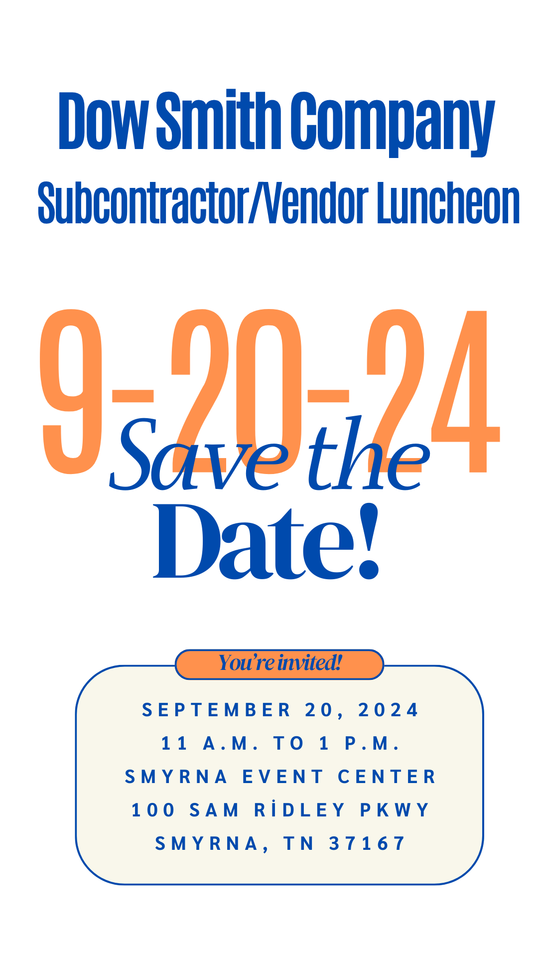 Subcontractor/Vendor Luncheon RSVP — Dow Smith Company | Design-Build ...