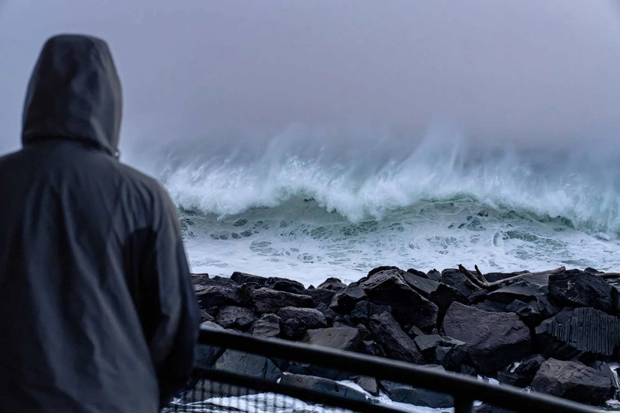 Watching waves from observation deck