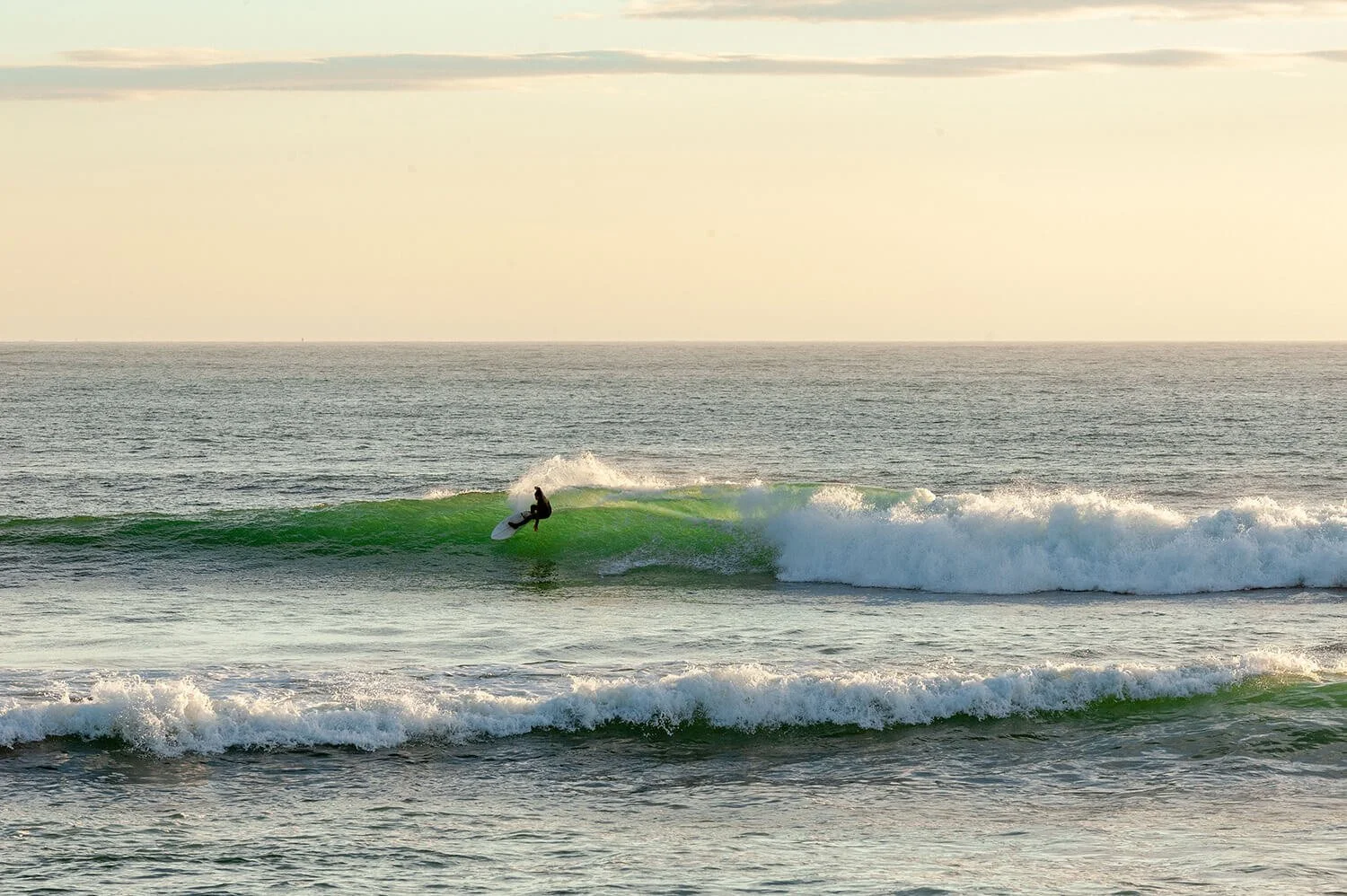 Surfer riding a wave at the Cove