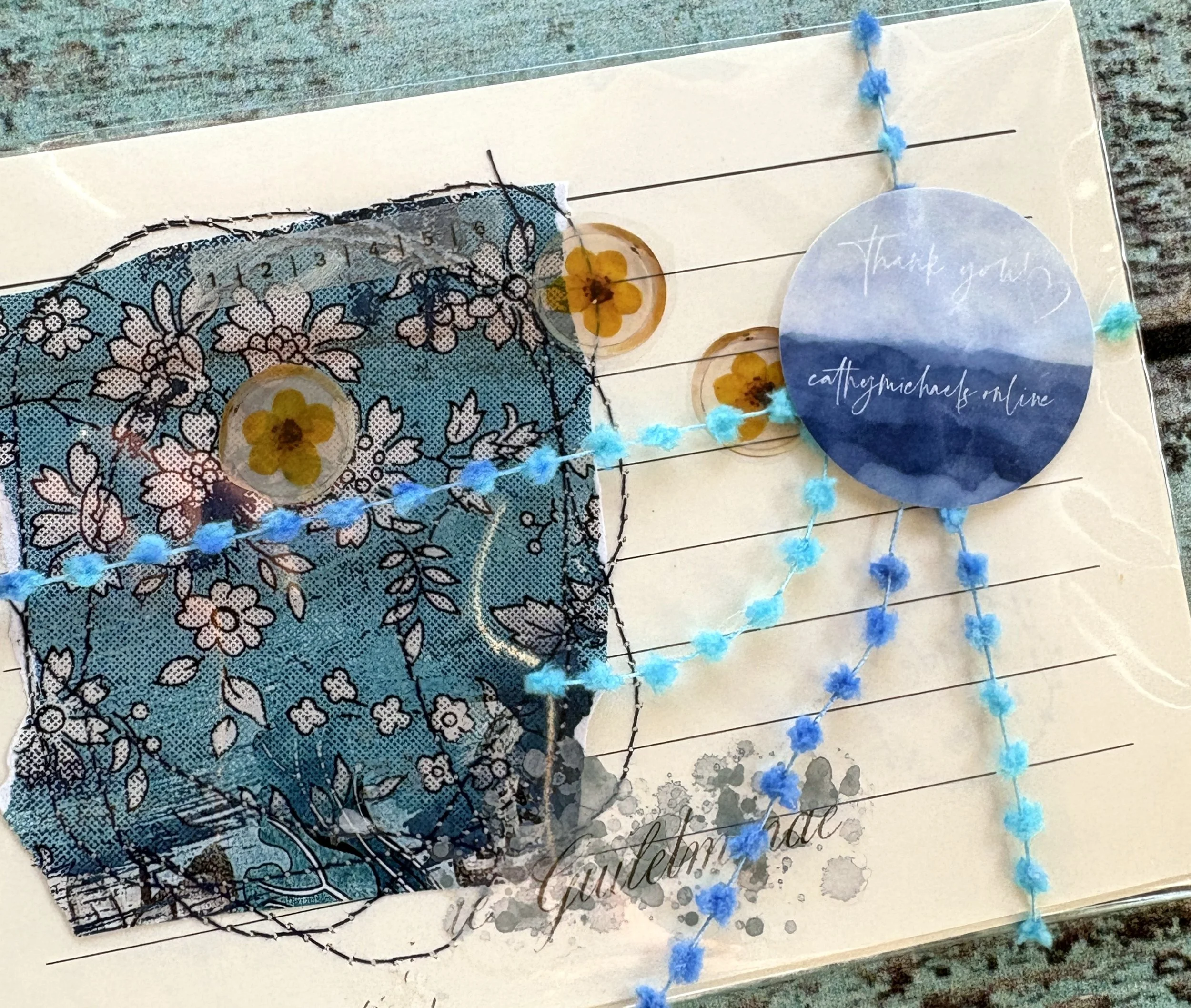 Stitched Postcards -Blues