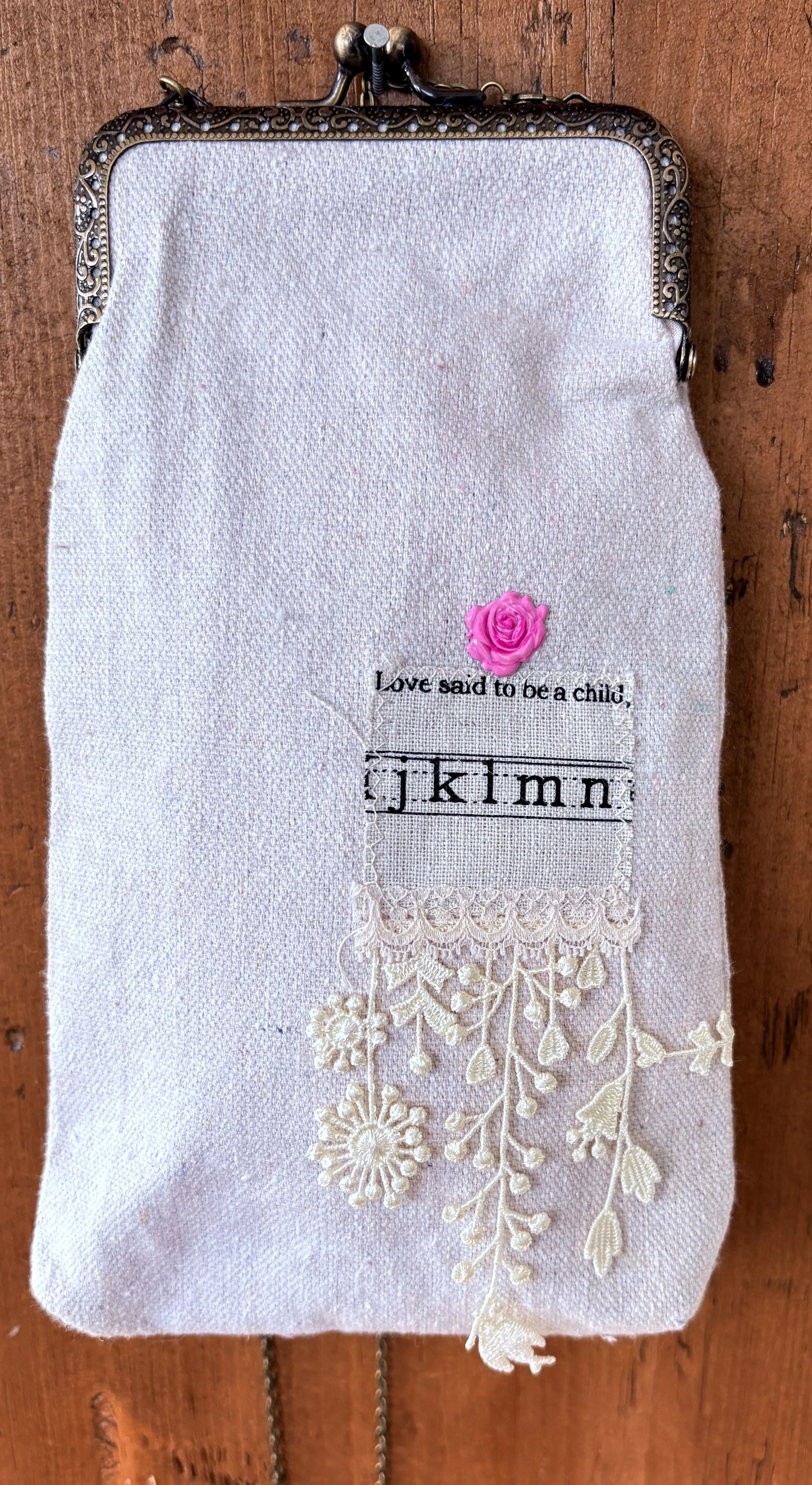 Kiss Lock Embellished Bag - Alphabet