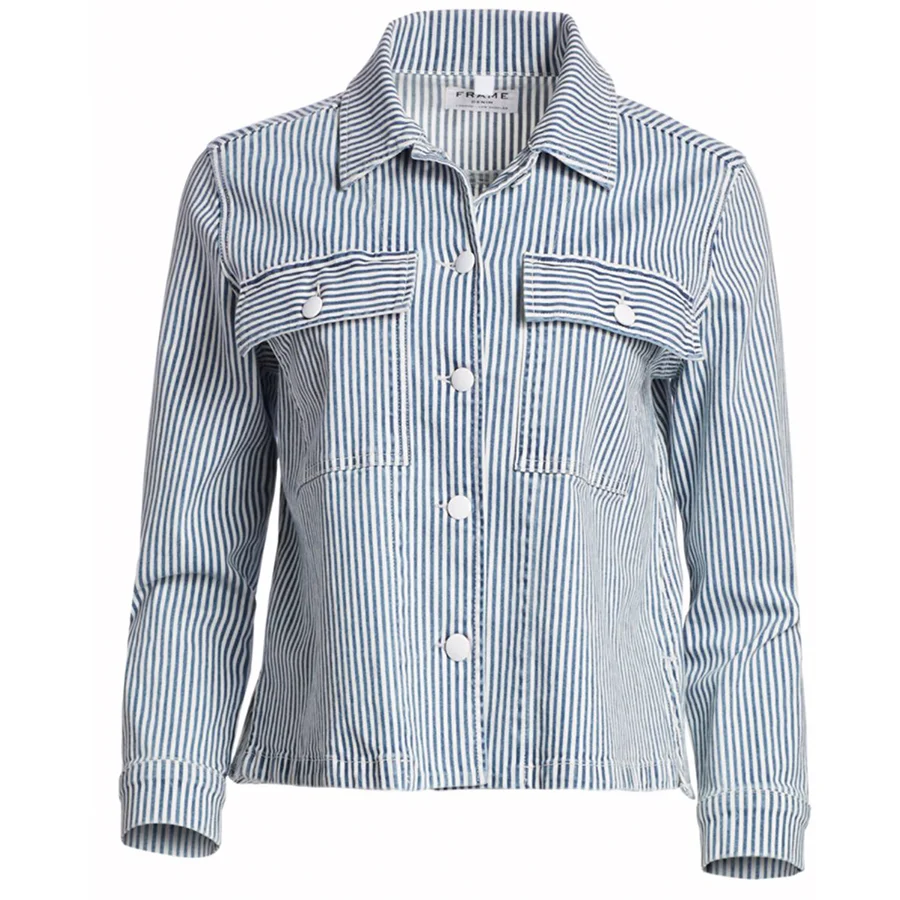 FRAME<strong>ENGINEER STRIPE DENIM JACKET</strong><span>$330</span>