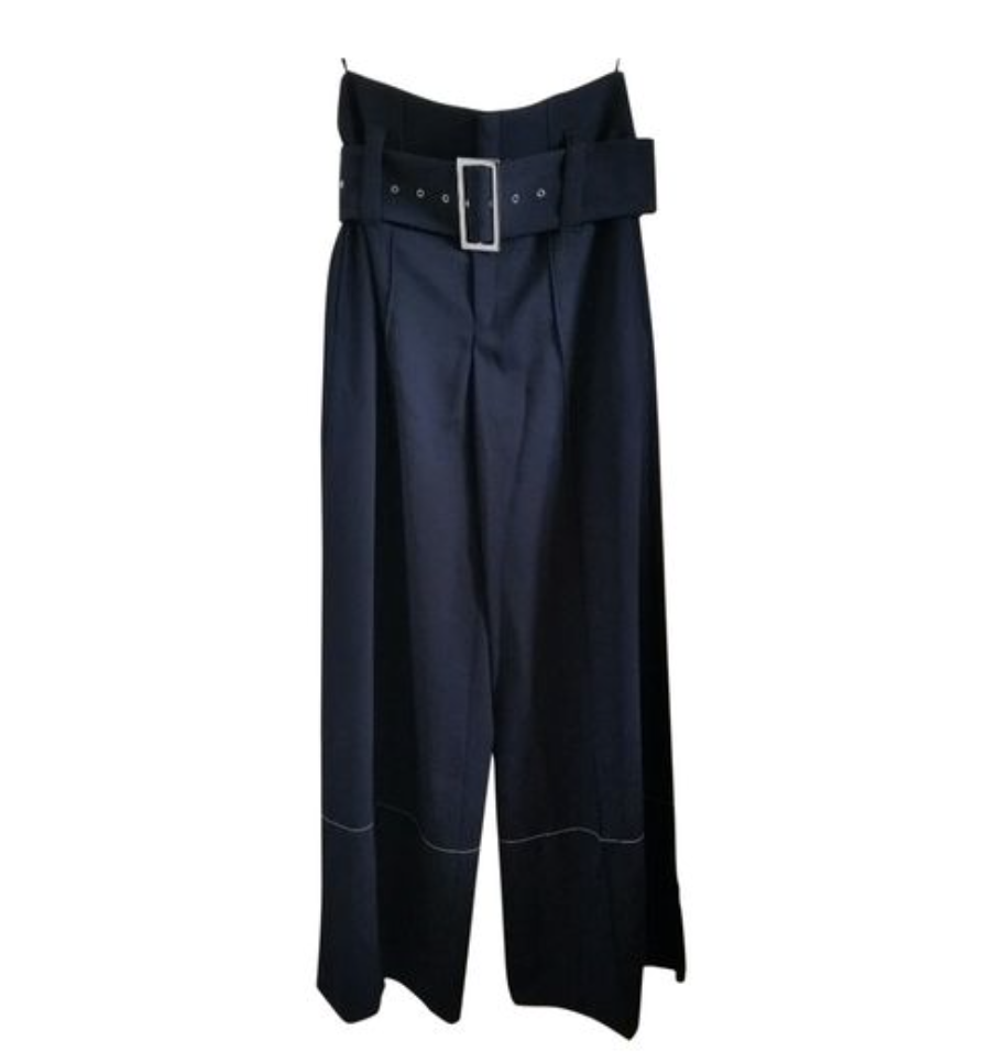 CELINE HIGH WASTE TROUSERS - NAVY -  SECOND HAND VESTIAIRE COLLECTIVE  £395