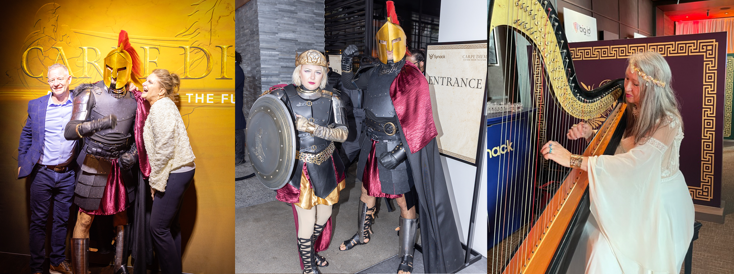 Attendees were welcomed by actors at the entrance, posed for photo opportunities, and enjoyed the lovely music of a harpist.