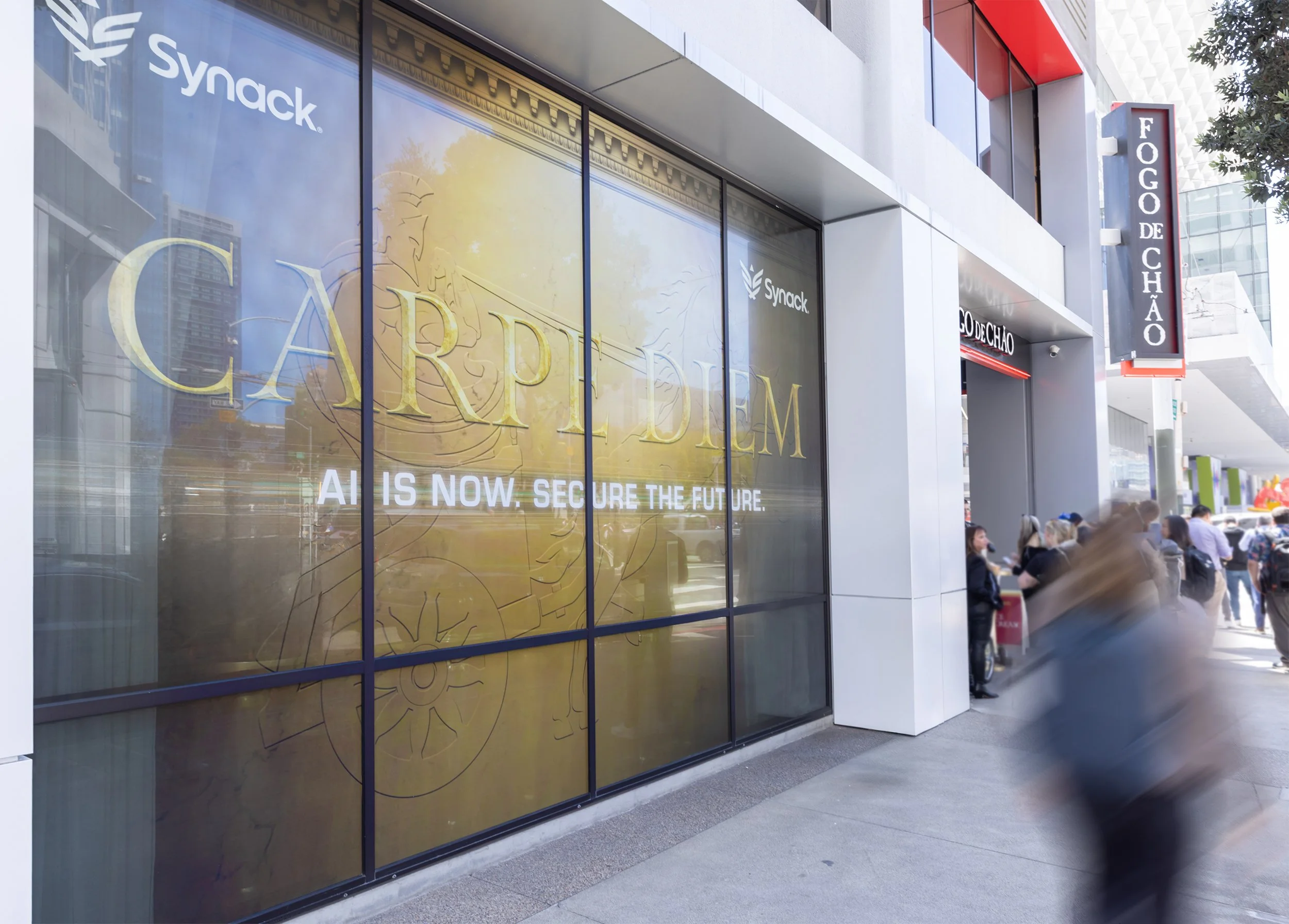 The huge windows along the street provided the best opportunity for messaging about Synack’s products and offerings. 