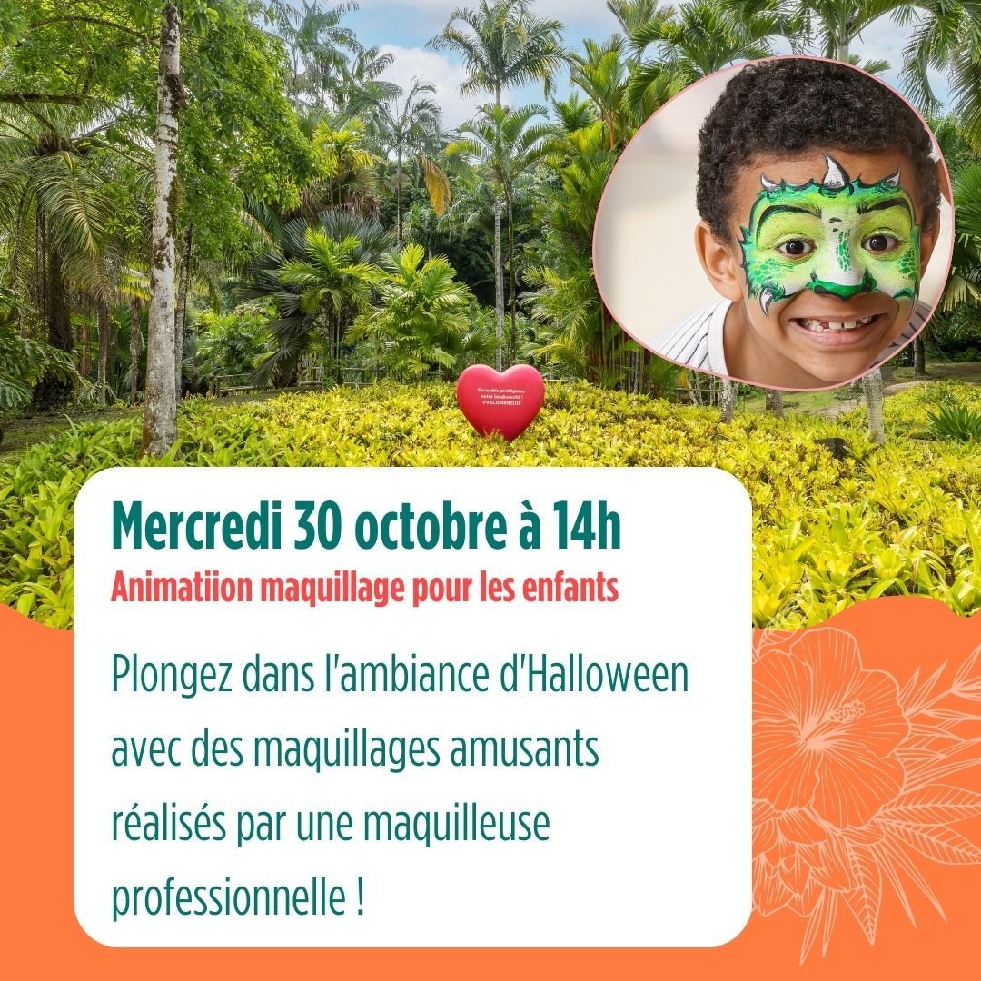 𝐀𝐧𝐢𝐦𝐚𝐭𝐢𝐨𝐧 𝐦𝐚𝐪𝐮𝐢𝐥𝐥𝐚𝐠𝐞 𝐝'𝐇𝐚𝐥𝐥𝐨𝐰𝐞𝐞𝐧!
📅 Mittwoch, 30. Oktober um 14h.
👧👦 Für Kinder von 6 bis 12 Jahren (solange der Vorrat reicht).

Tauche mit einer Schminksitzung in die Stimmung von Halloween ein a