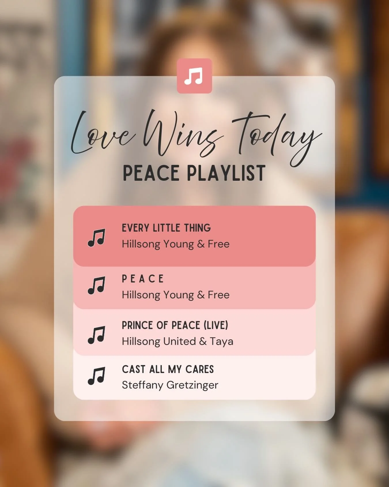 Here&rsquo;s what&rsquo;s hitting our Peace Playlist this week!! 🎶 What is your favorite? Join Pastor Charity and Pastor Faith for Love Wins Today at 7:30am MST! Live on YouTube and X: chooselife CHURCH