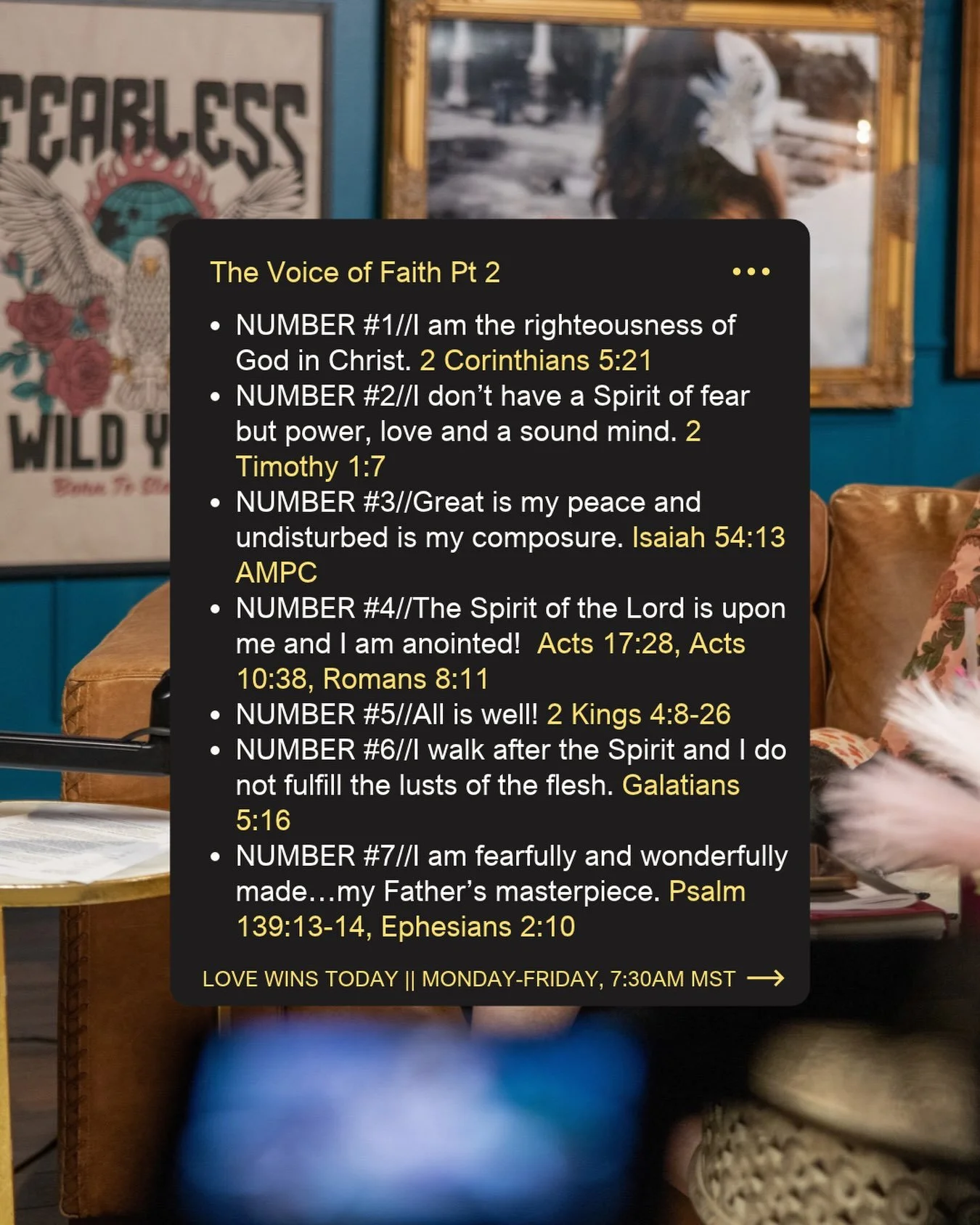 Speak the right things over your life! Your words have power!!🗣️💪 Join us live Monday-Friday at 7:30am for Love Wins Today as we continue learning about The Voice of Faith!