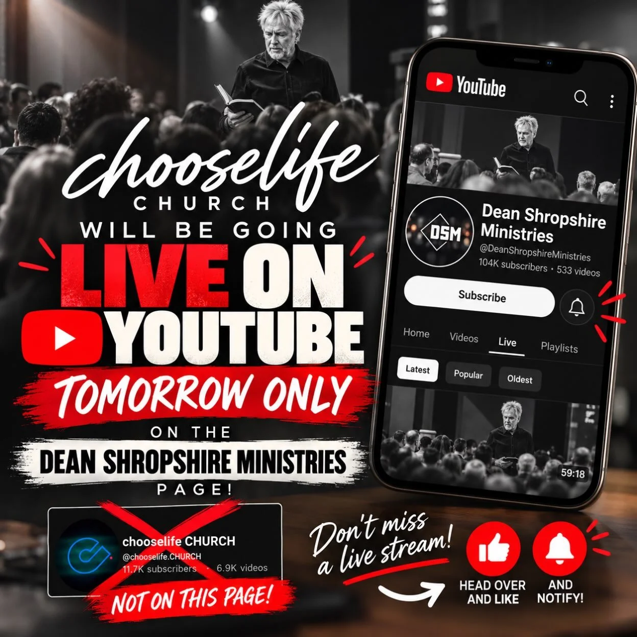 ‼️‼️ Attention ‼️‼️ We will be going LIVE only on our Dean Shropshire Ministries YouTube channel! Like and Subscribe so you don&rsquo;t miss a broadcast! 🚨