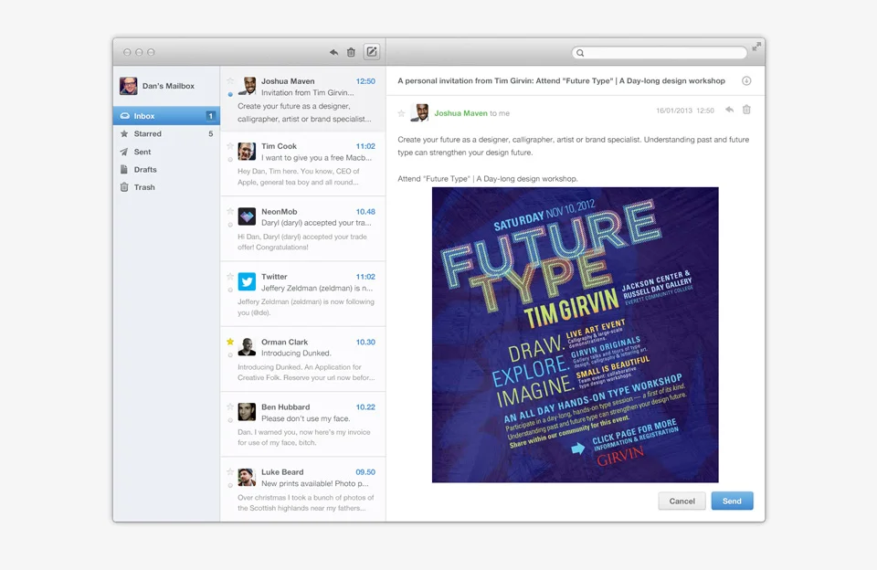 Email invitation design