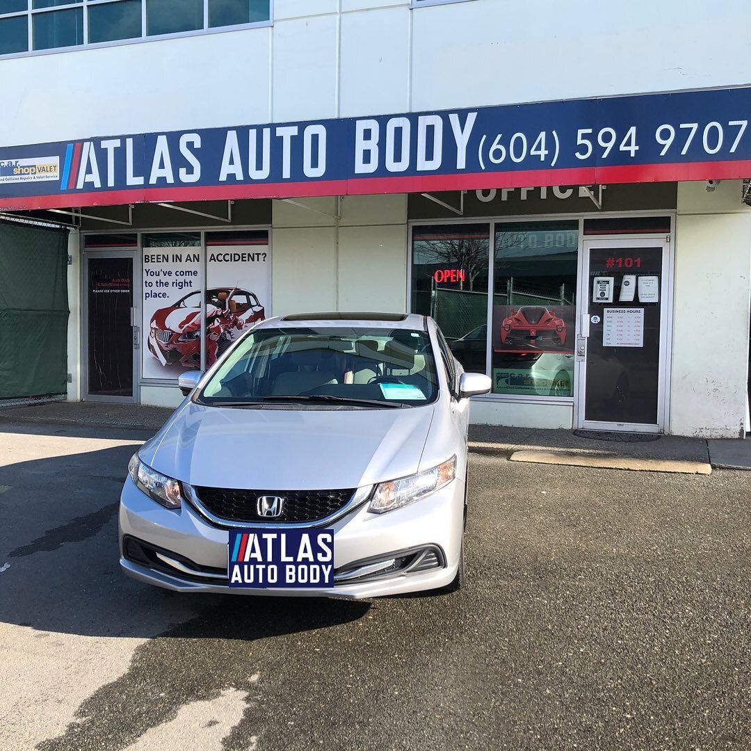 Back to life! 

Today our Atlas Auto Body technicians finished working on this 2014 Honda Civic. This Honda Civic got into a collision mid intersection. Our Atlas Auto Body technicians replaced the driver door, and quarter panel while repairing the e