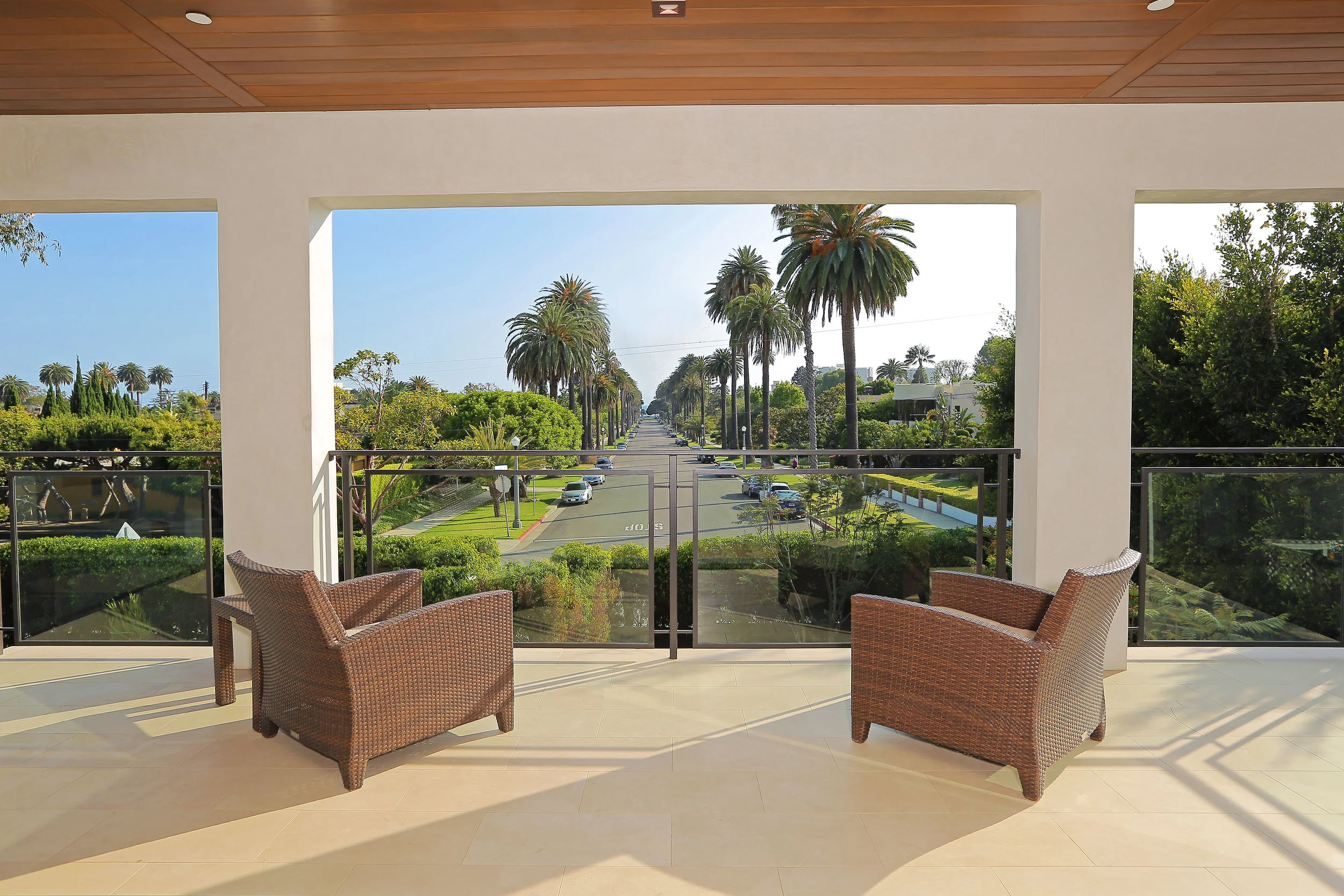 Large terrace balcony overlooking Santa Monica.