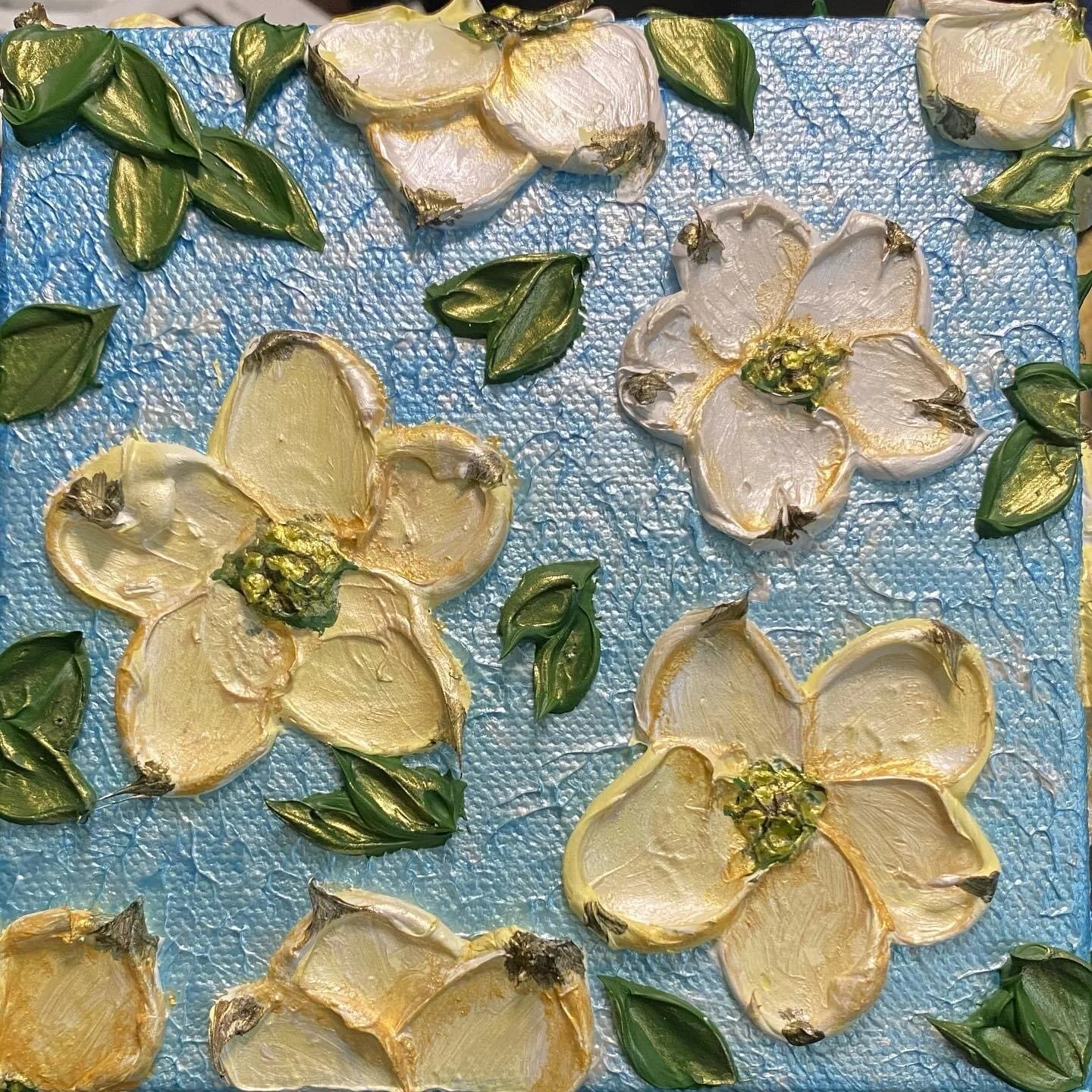 SOLD-“Heavenly Dogwoods” Tiny Textures Miniature Artwork