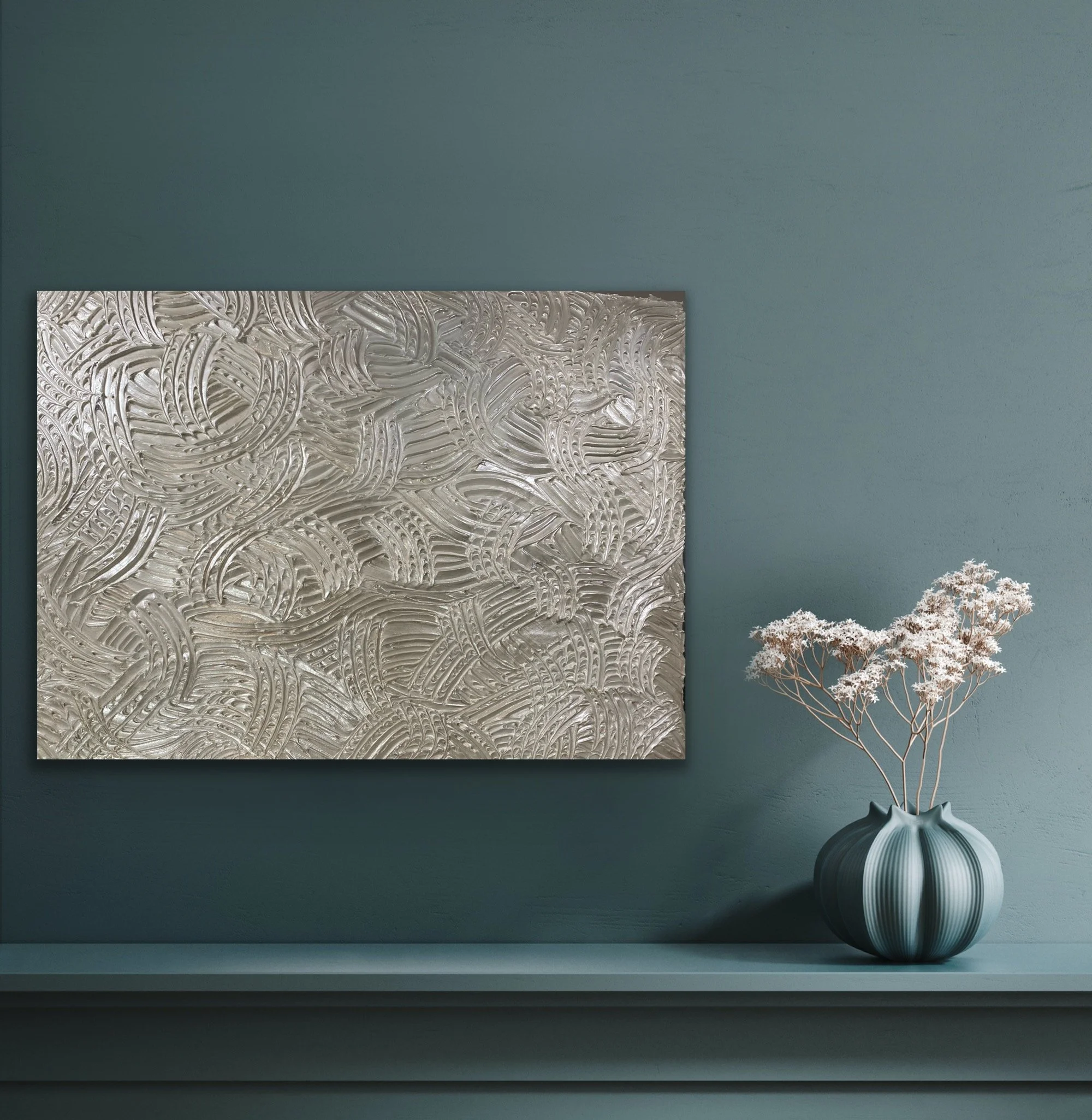 “Snow Angels” 12x16 White & Silver