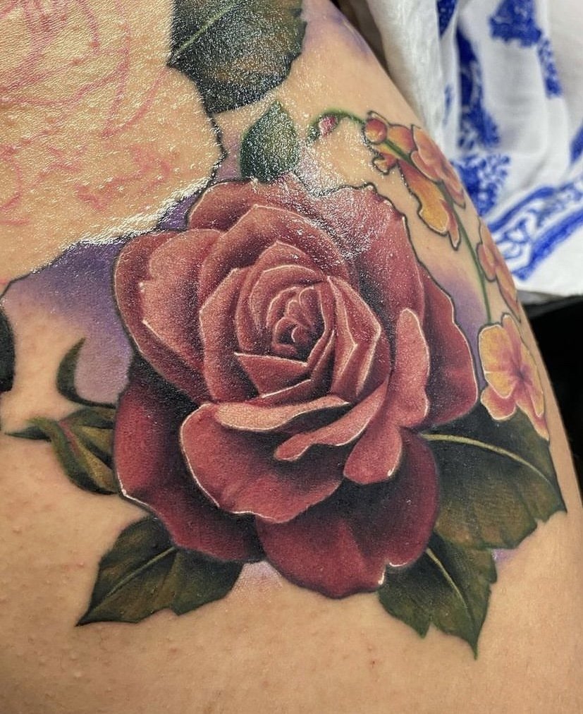 Traditional Rose Tattoo by Adam Lauricella TattooNOW