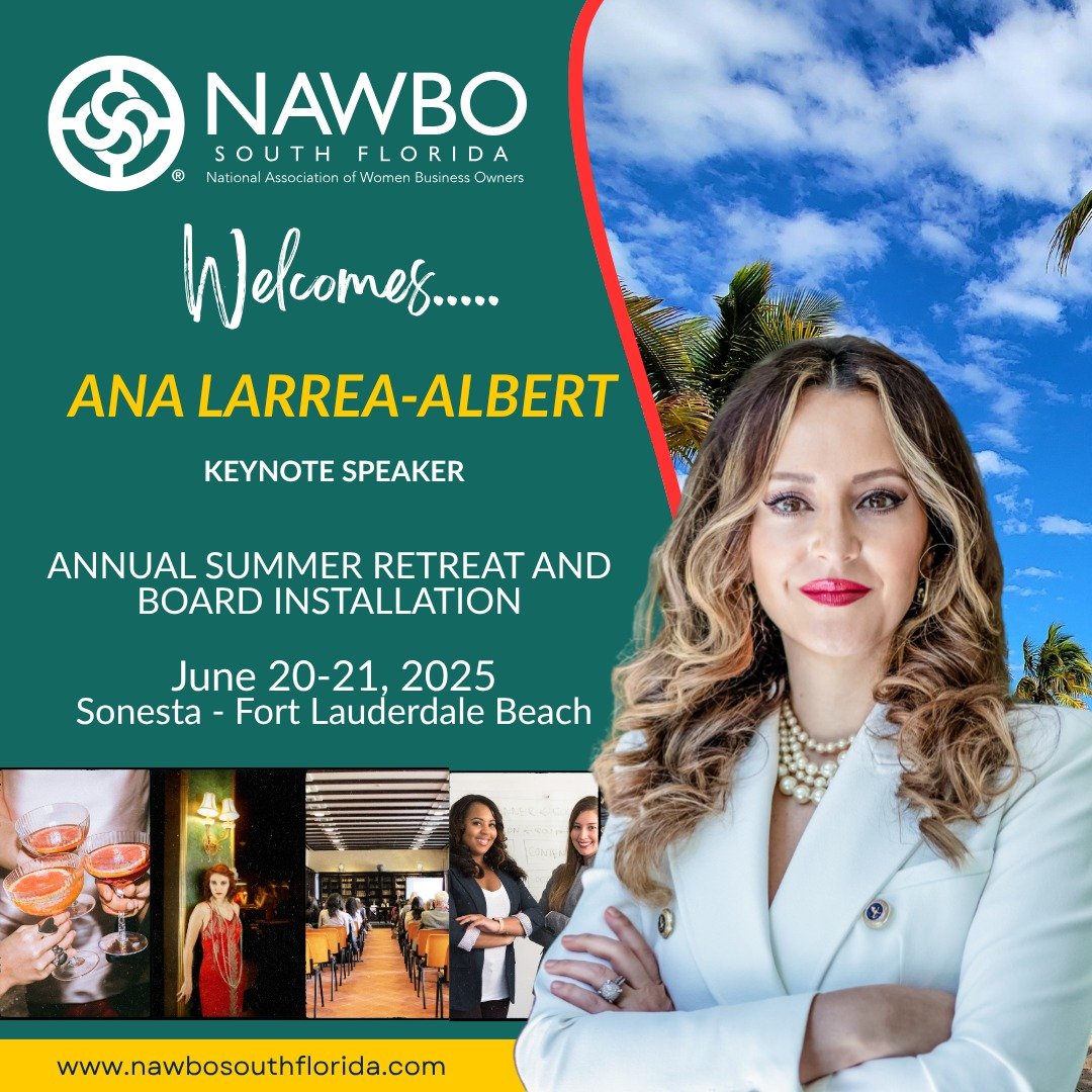 🌟 Meet our inspiring retreat speaker: Ana Larrea-Albert! 🌟

From Ecuador to Boca Raton as a young adult, Ana has built an extraordinary career bridging cultures and empowering leaders worldwide. With her Harvard MPA and deep roots in international 