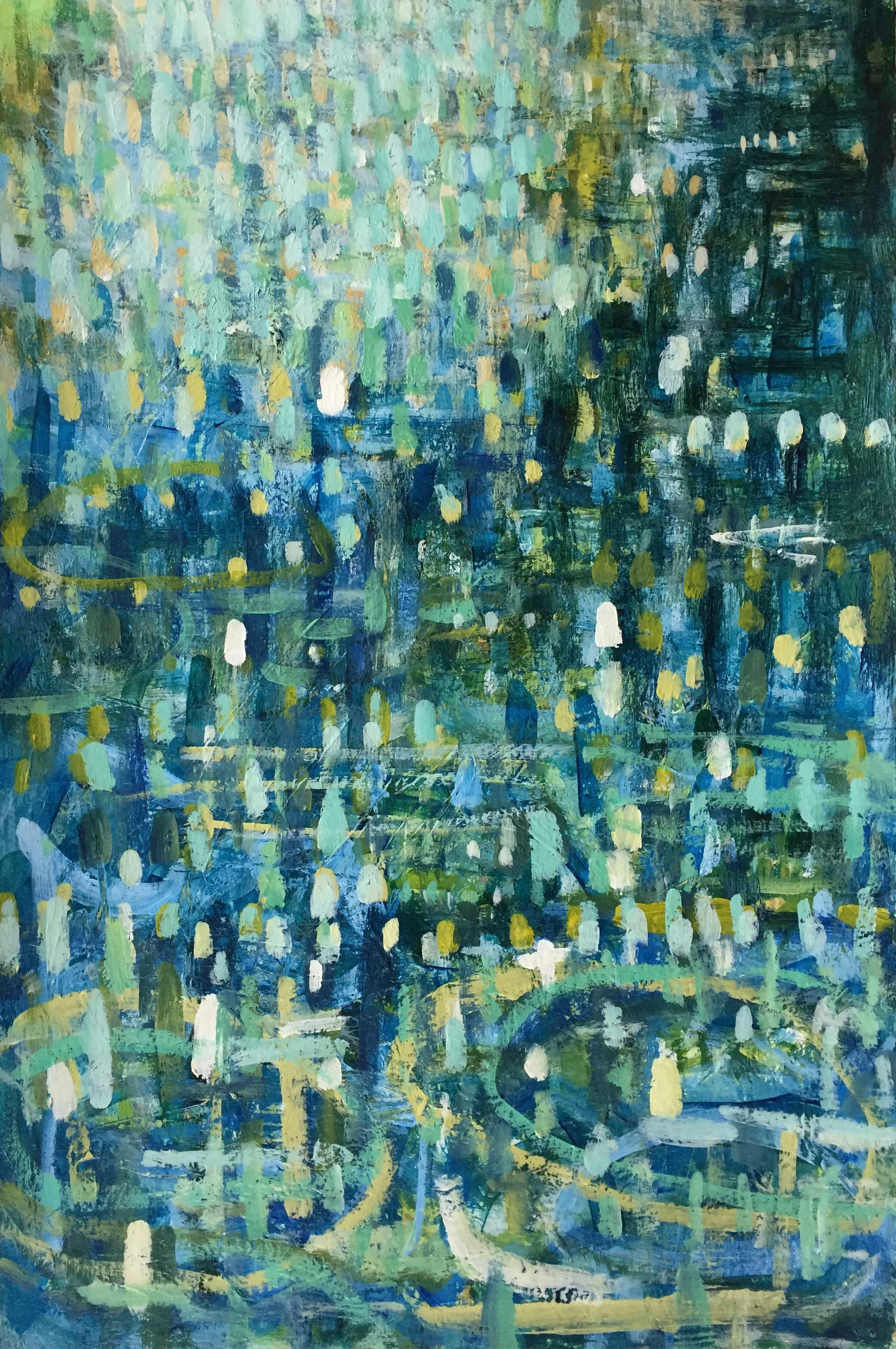 Aqua Sparkle (4909) 12” x 18” Acrylic on Paper
