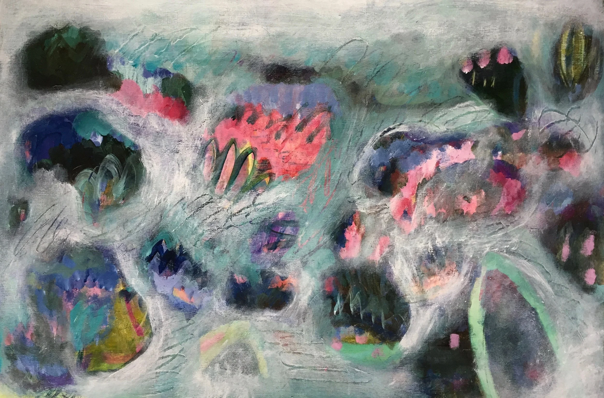 Coral Current (4916) 12” x 18” Acrylic on Paper