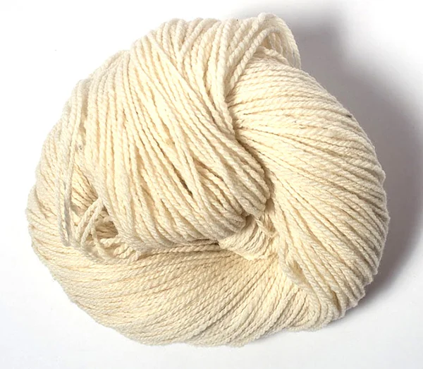 skein of undyed merino wool in fingering weight