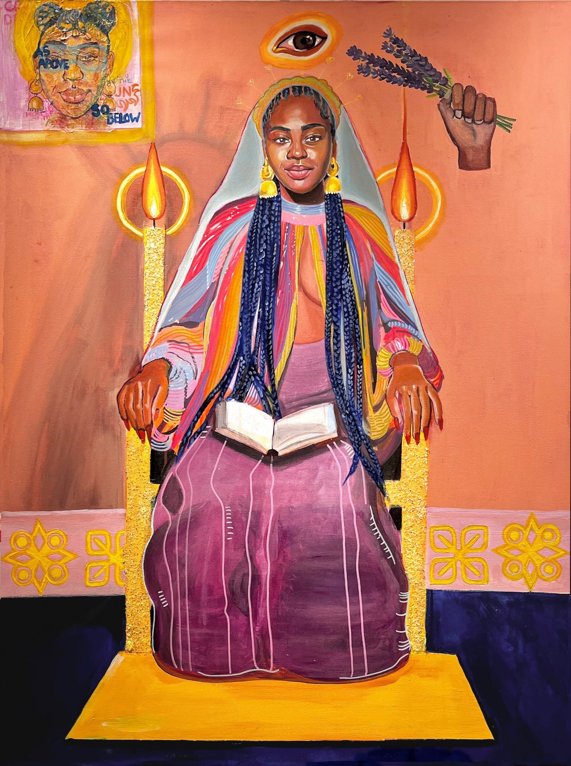 Mixed Media: Oil, Acrylic, Ink, & Collage on Canvas , 36 x 48 inches, 2024