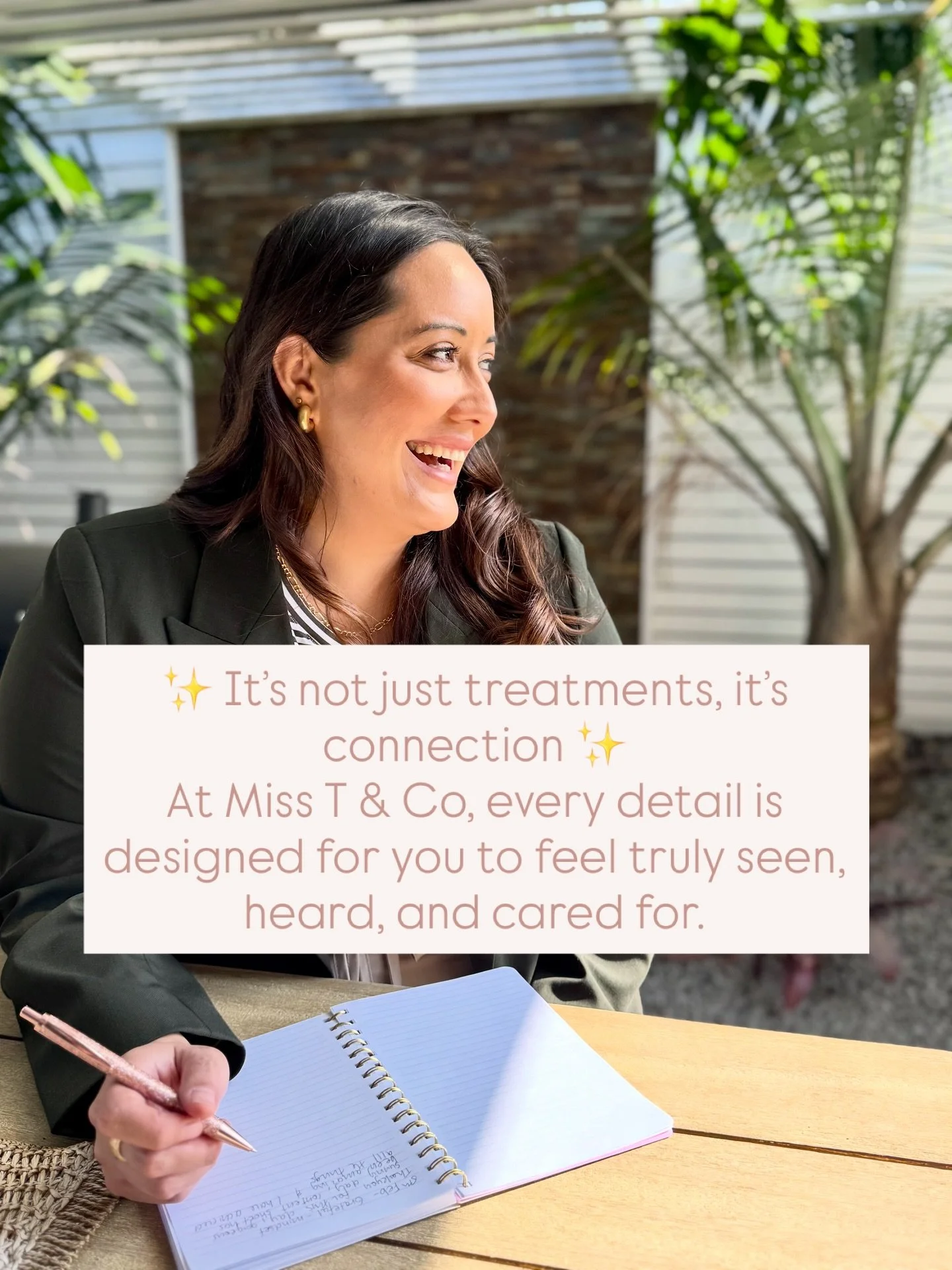 At Miss T &amp; Co, connection is everything.
It&rsquo;s not just about the treatments (though the results speak for themselves).
It&rsquo;s about:
💖 A skin plan that feels like you
🪞 Leaving with more confidence than you walked in with
🤍 Knowing 