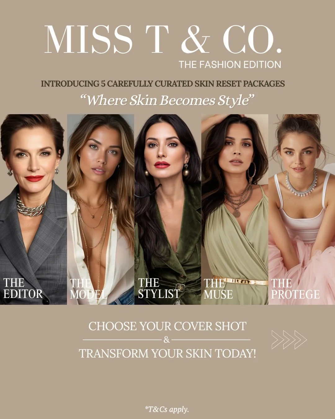 Skin Reset Packages are here ✨
Inspired by the world of glamorous fashion magazines, I&rsquo;ve put together 5 packages packed with treatments and products designed to support different skin needs.
Every package begins with a personalised roadmap, es