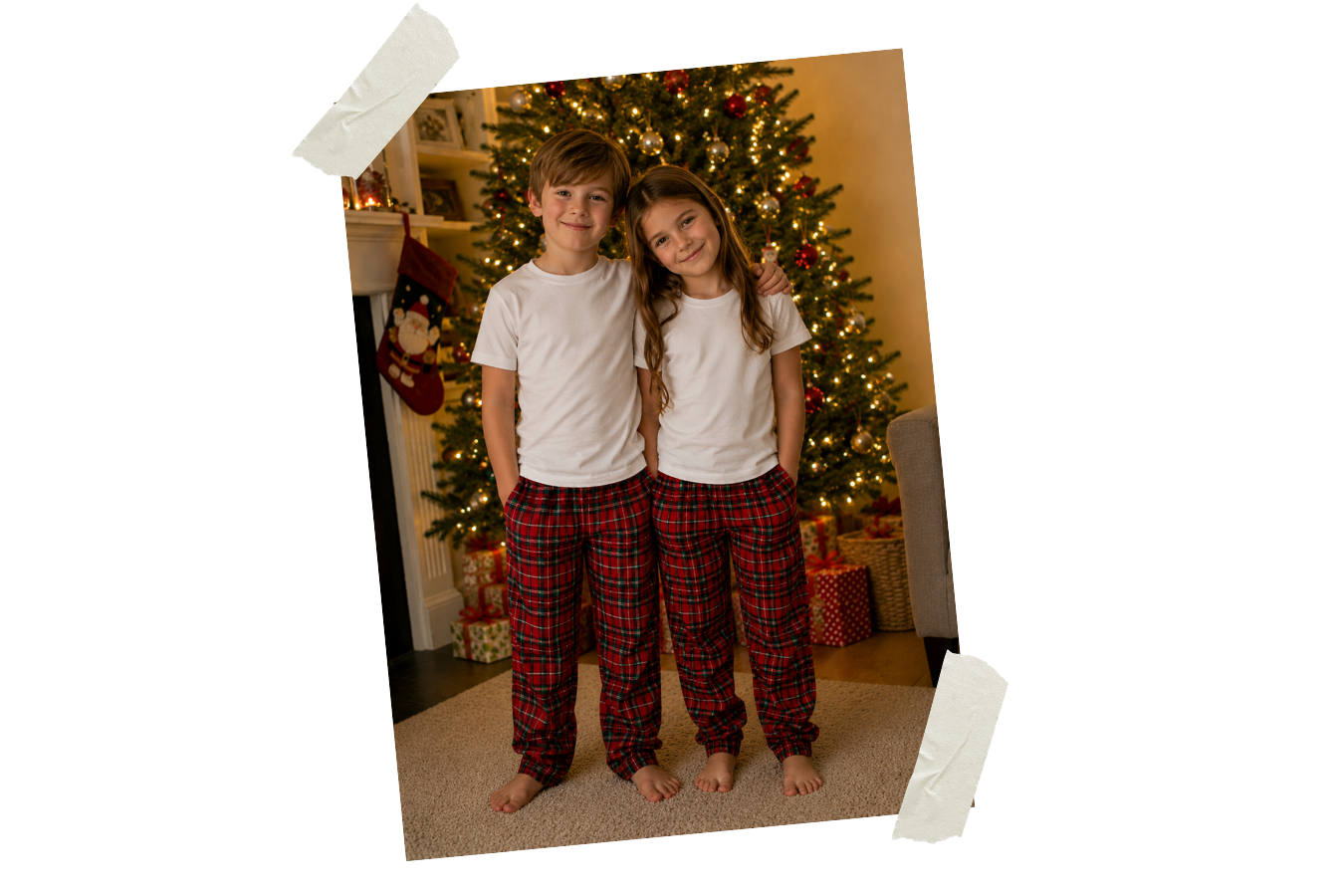 red and green check boy and girl stood.png