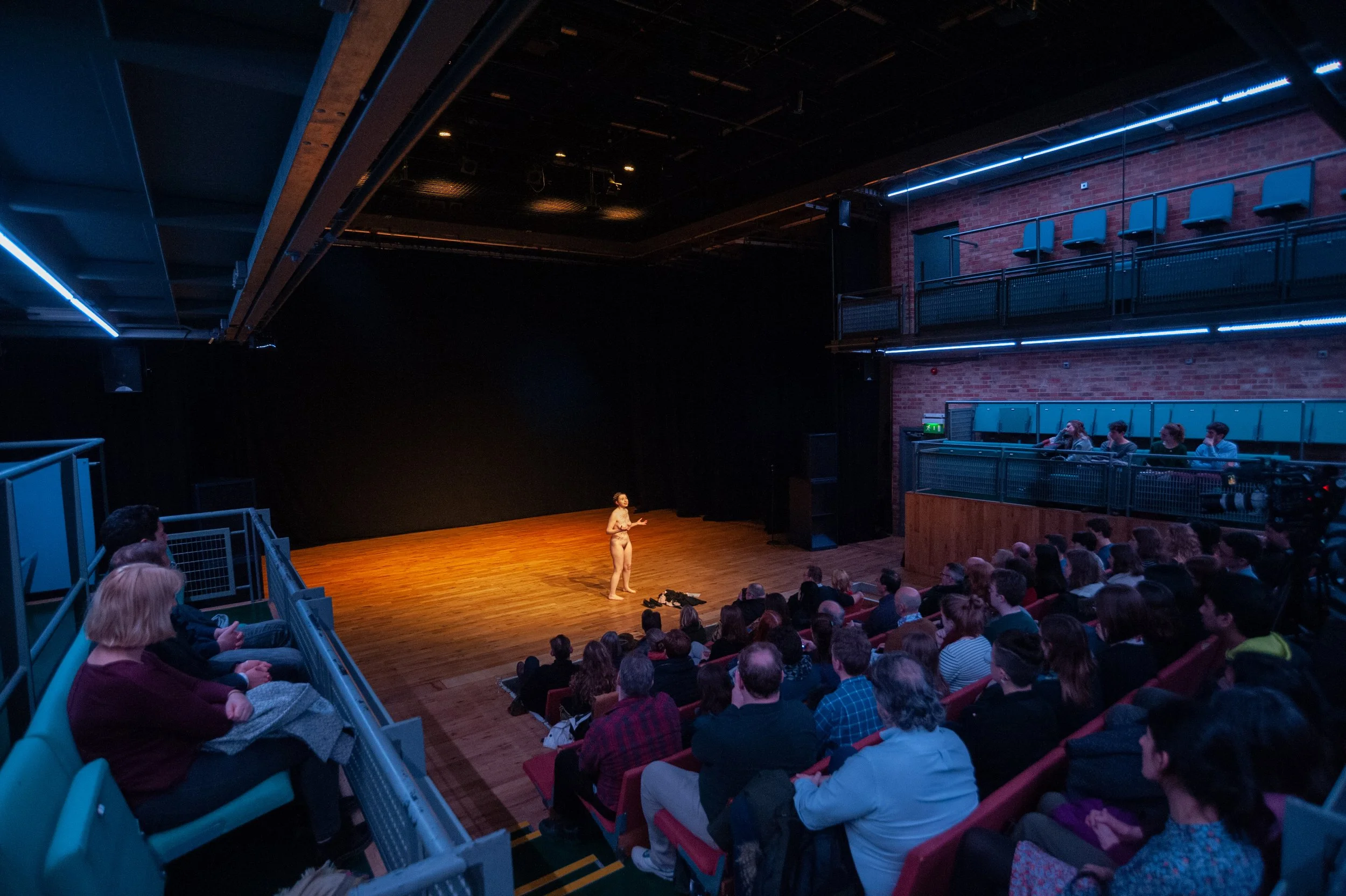 Victoria Bateman’s “Brexit Leaves Britain Naked” performance at The Junction, Cambridge (2019) 