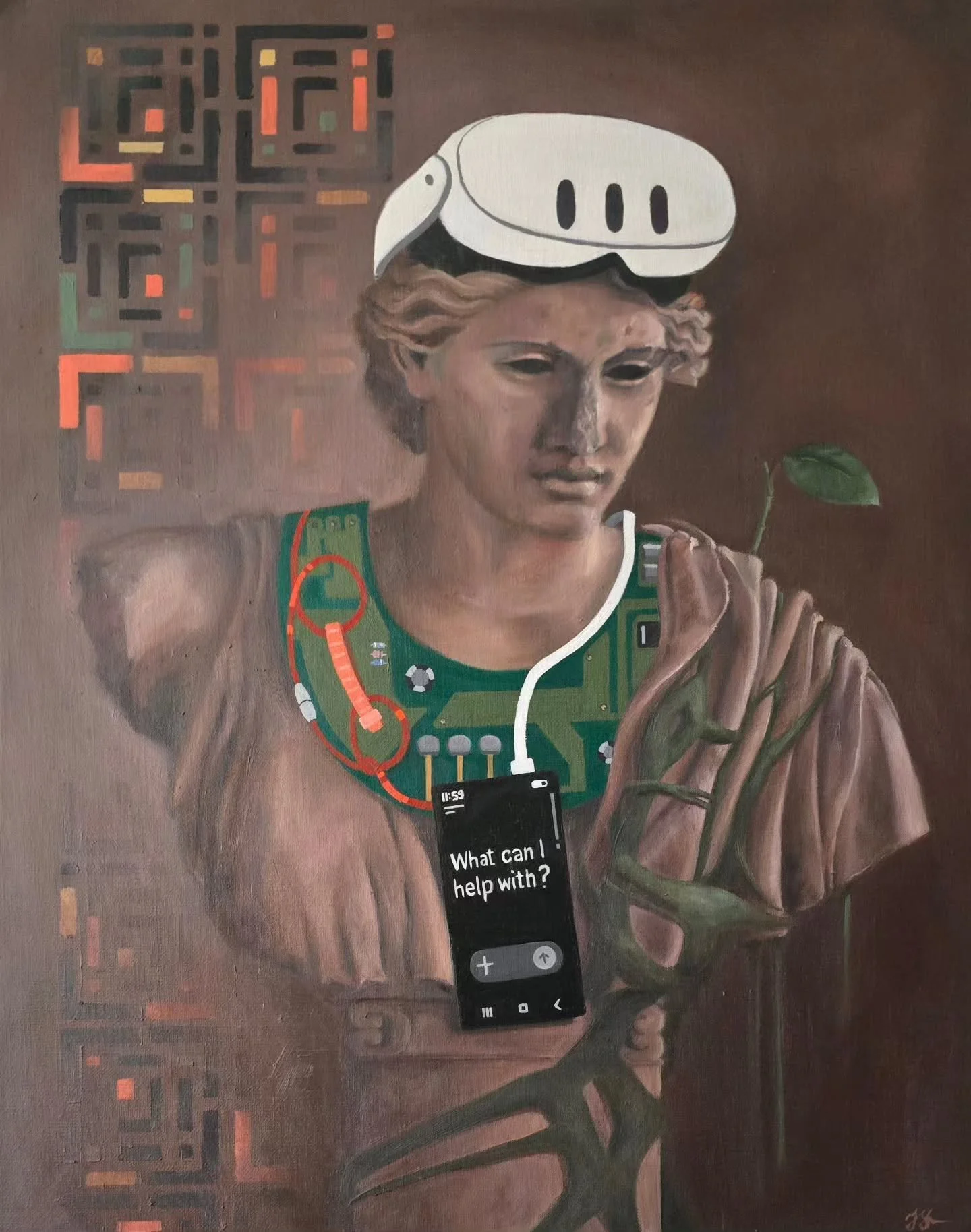 "TURN ME TO STONE" 2026, oil on stretched linen, 40 x 50cm. Newly finished mobile phone picture.

As mentioned in my reel over the weekend, this painting reflects my concern that the use of generative AI in the arts is taking away the vital