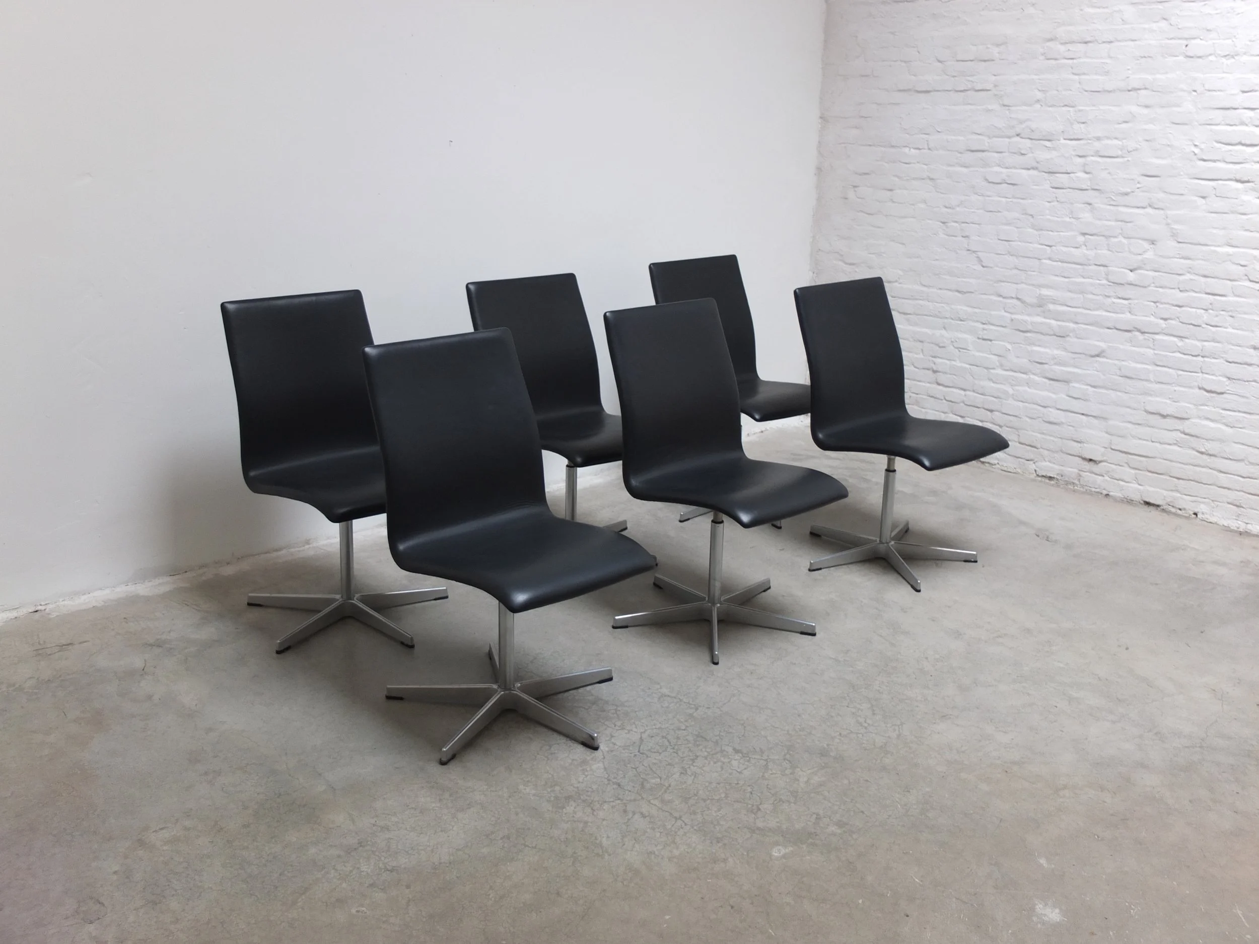Set of 6 'Oxford' Swivel Chairs by Arne Jacobsen for Fritz Hansen, 1965