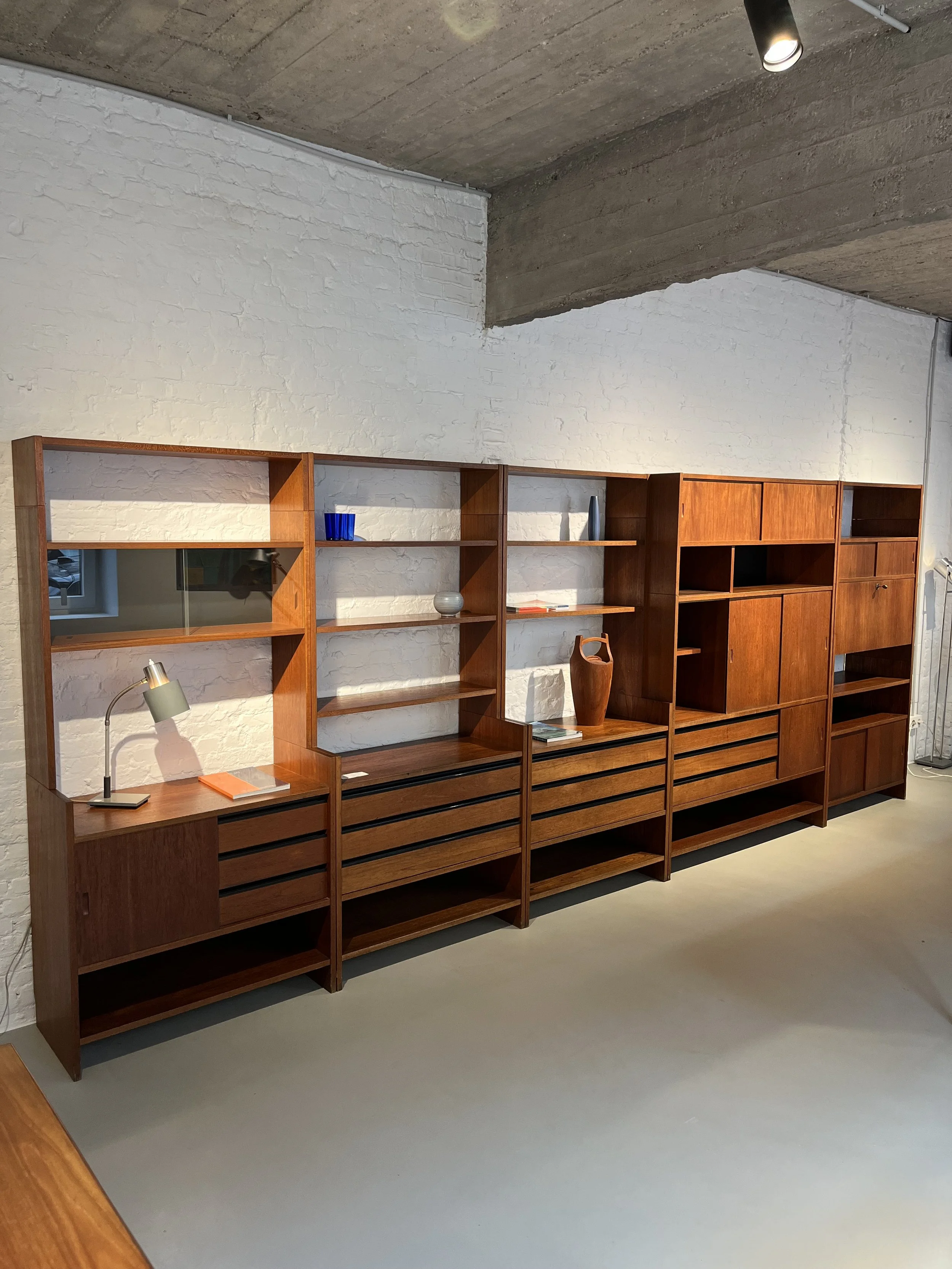 Large Freestanding Wall Unit in Teak by Poul Cadovius for KLM, 1960s