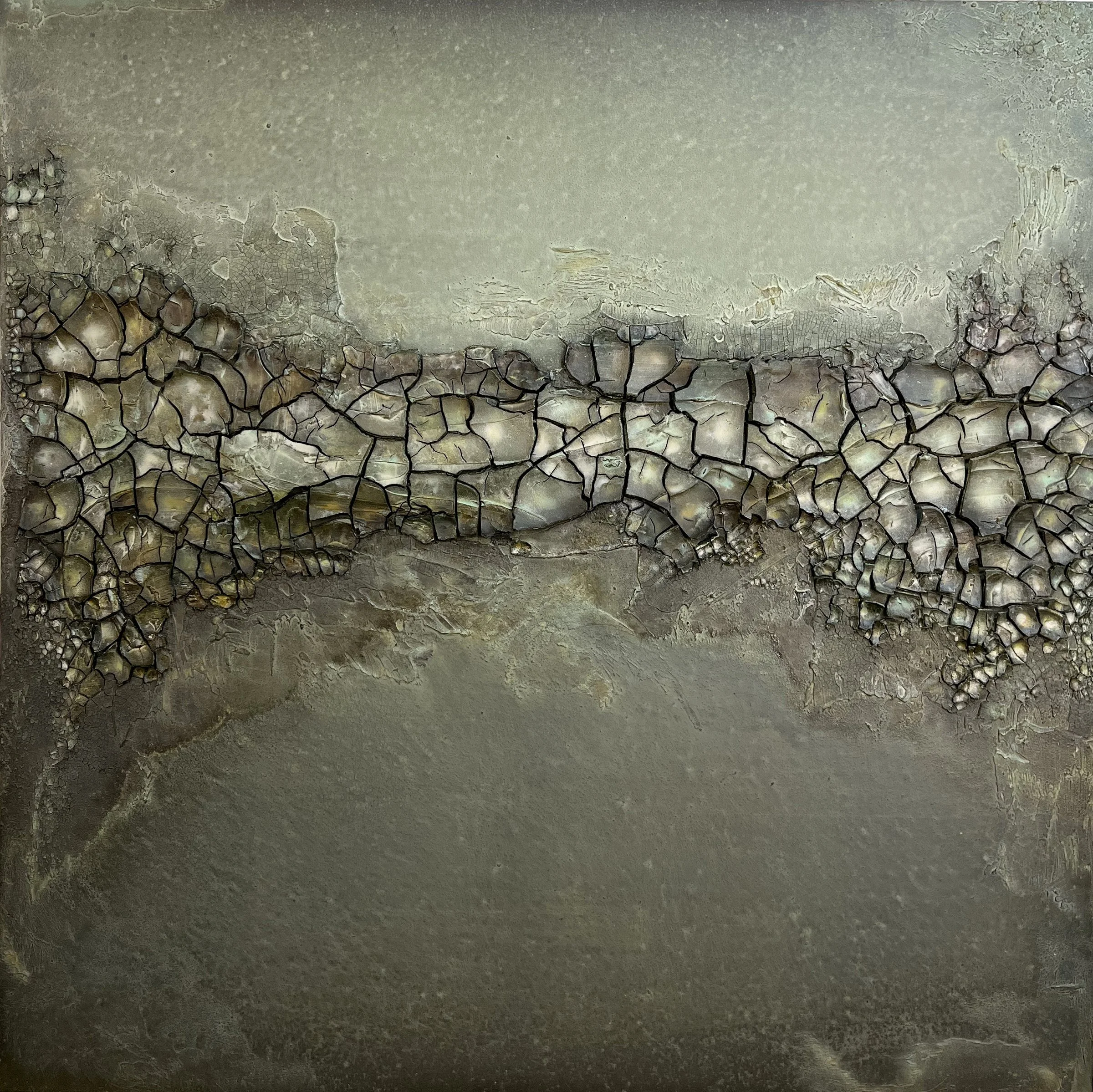  Low Pitch Hum 40" x 40"  Plaster, acrylic, oil, sand Private Collection, Pennsylvania 
