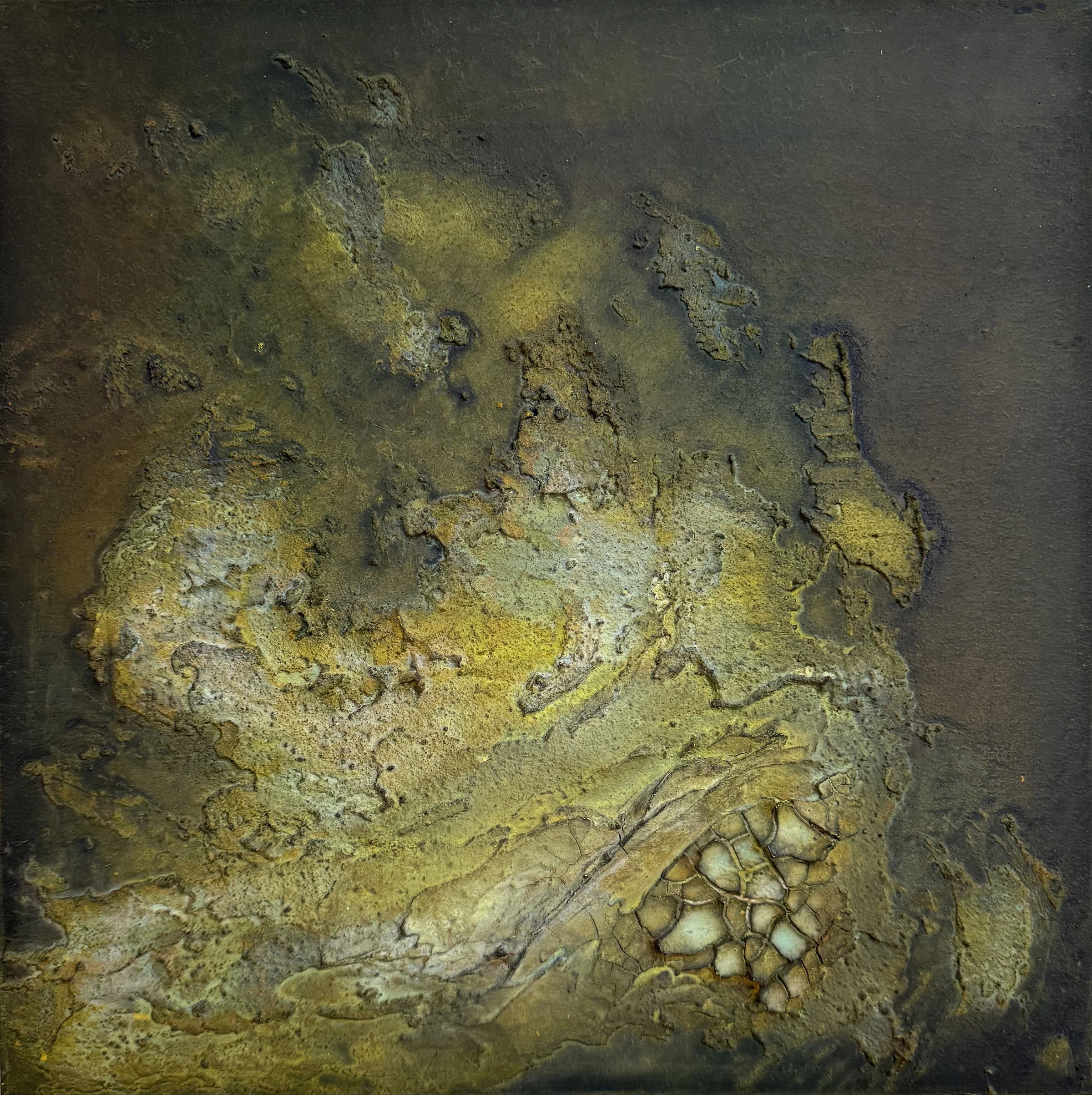  Marsh 14” × 14” Plaster, acrylic, oil, sand Private collection, Washington  