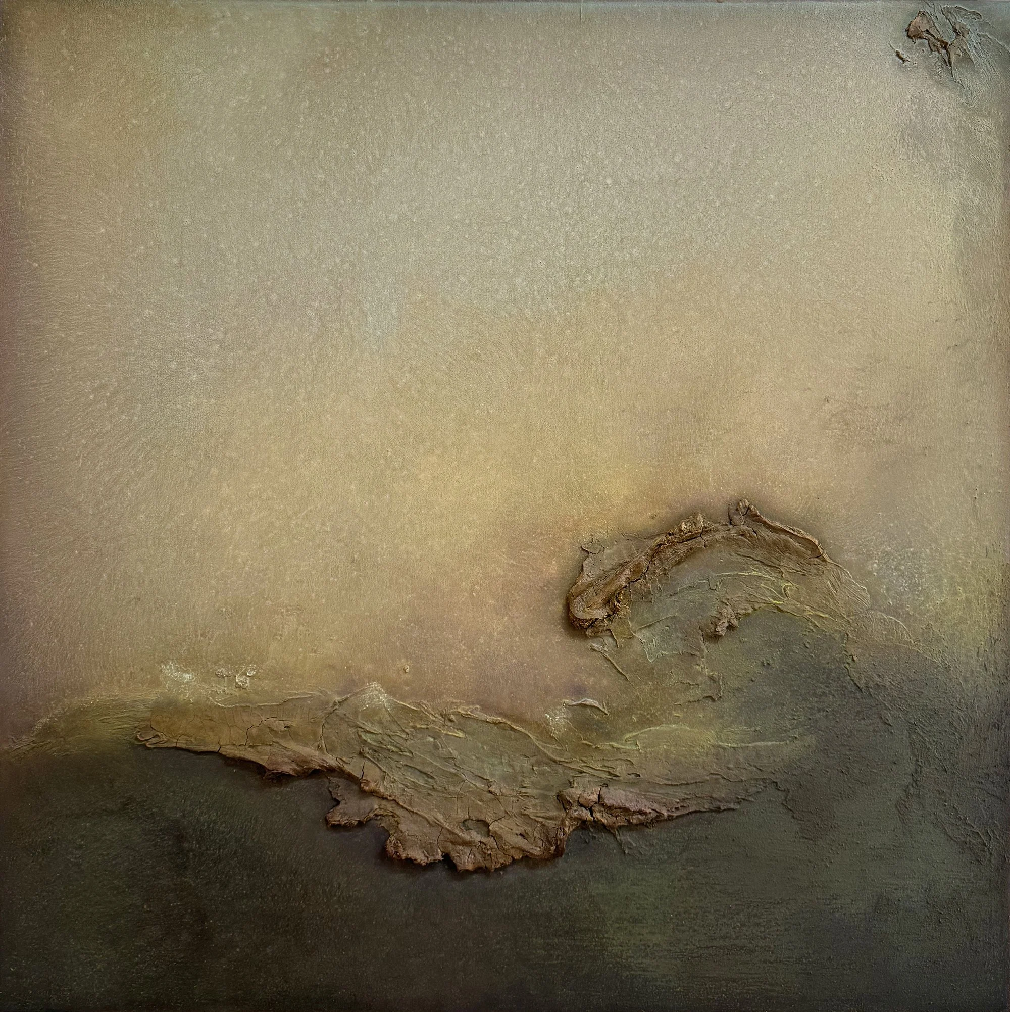 Bygone Hours 36” x 36” Plaster, acrylic, oil, sand $3000  installed until July 26 