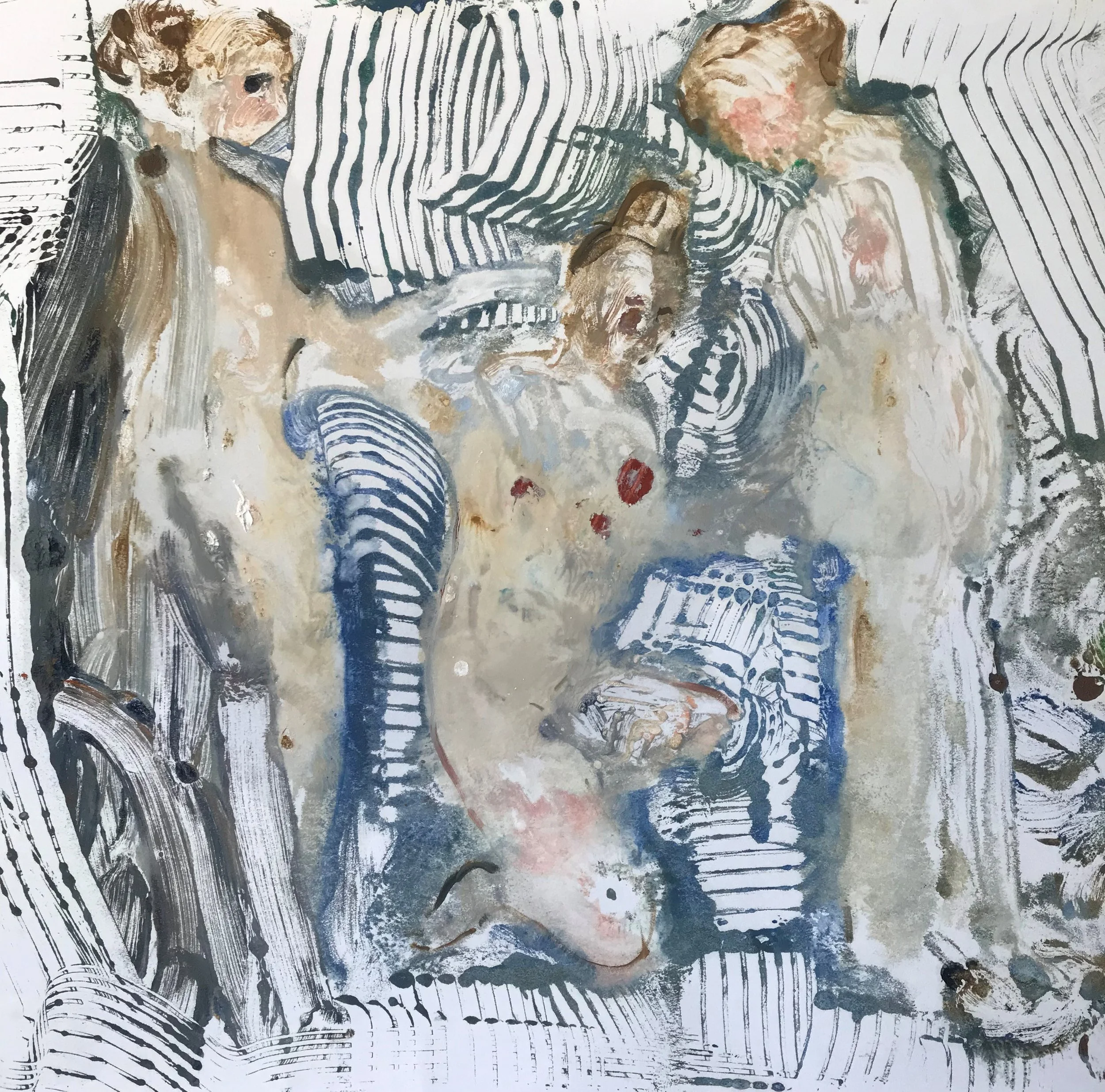 oil on paper, “Bath”