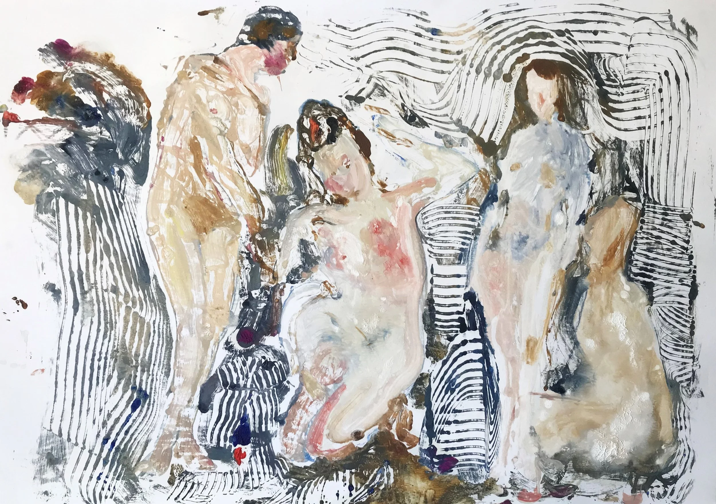 oil on paper, “Bath” V2