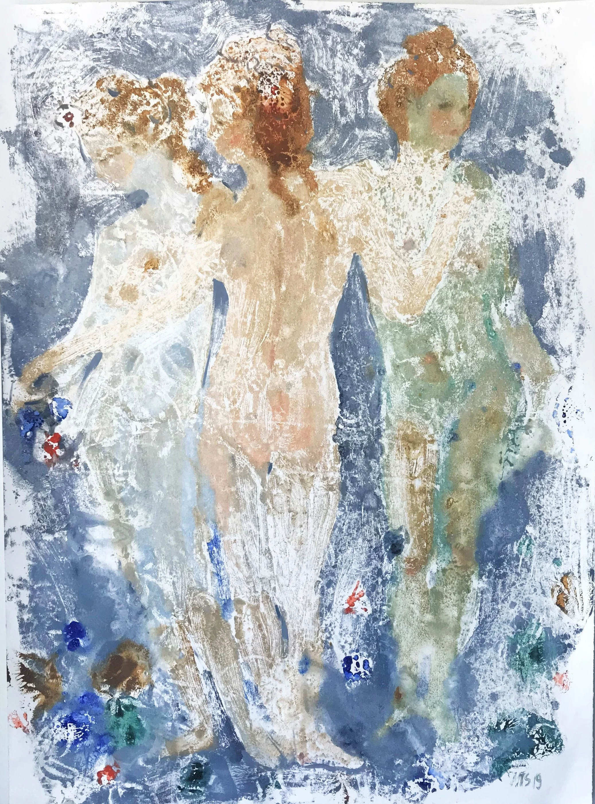 oil on paper, “The Three Graces”