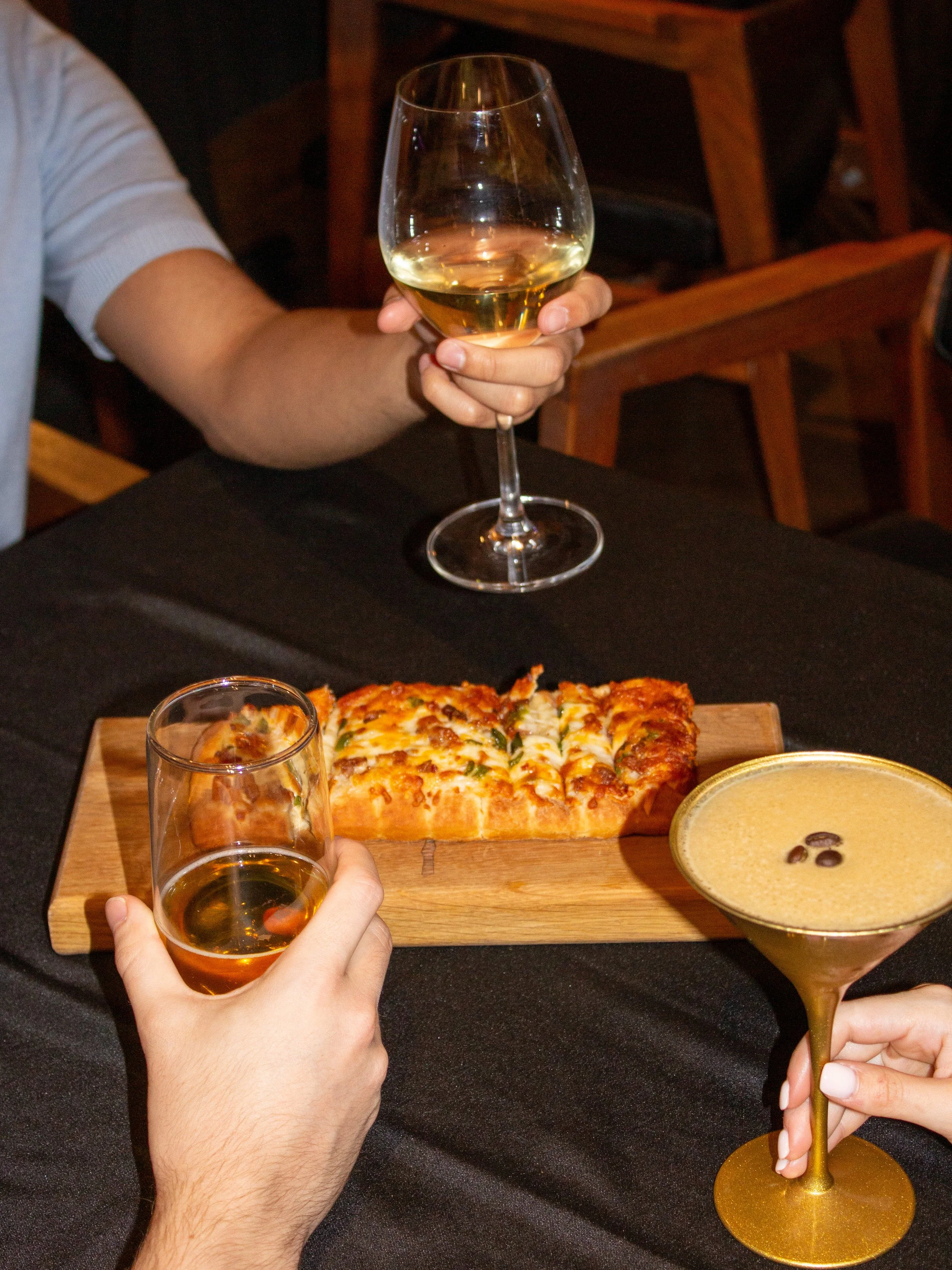 wine beer espresso martini lounge happy hour appetizers