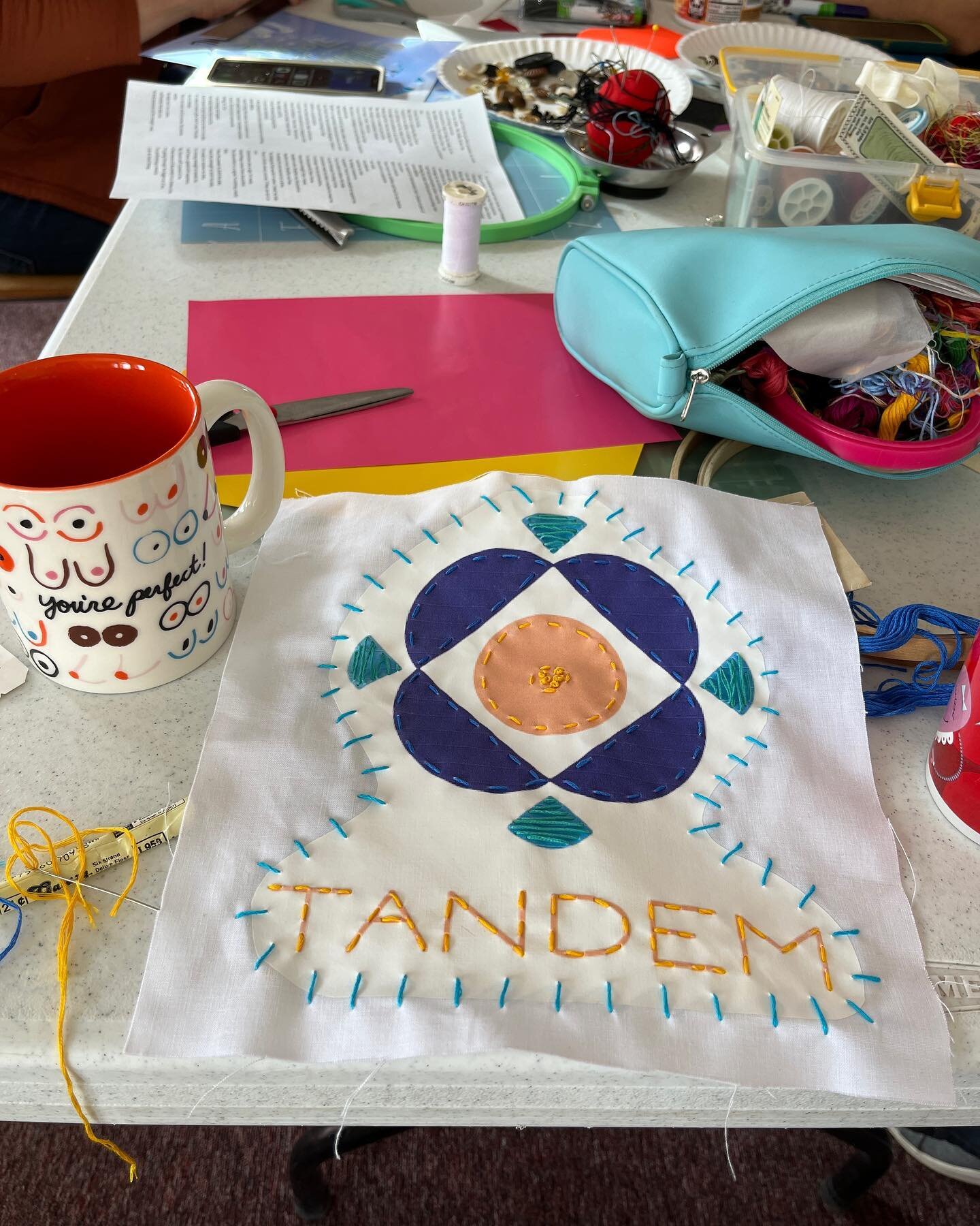 Beautiful day to sew in community! Making quilt squares to support @tandembloomington birth center and postpartum house. Folks can make a square to honor, celebrate or inspire. The final collaborative piece will hang in a birthing suite. If your inte