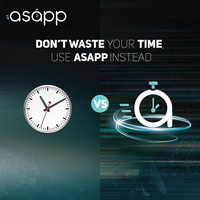 Don&rsquo;t waste your time, use asapp instead!
.
.
.
#NoTimeWasted #inseatdelivery #expresspickup #advertisement #sports #football #soccer #delivery #stadiums #mobile #quick #service #tech #app #qatar #doha #food #drinks #merchandise #fast