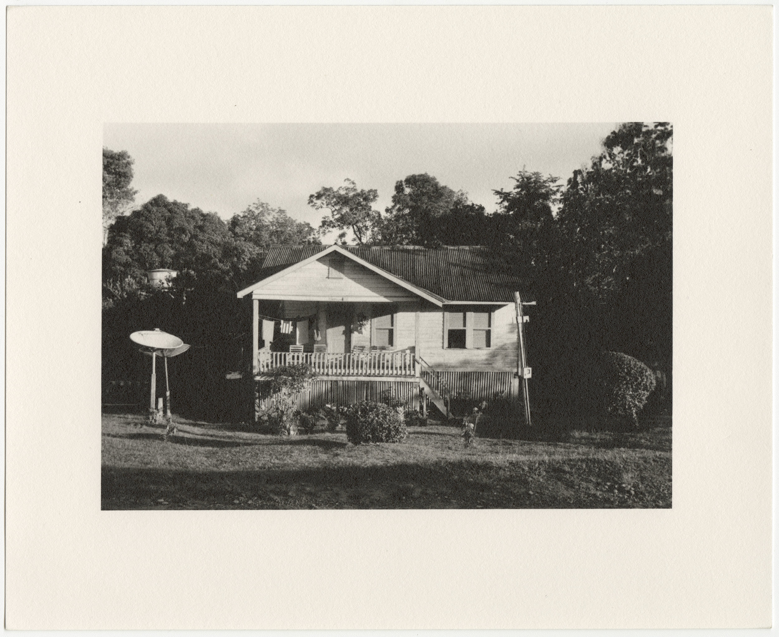  Fordlândia employee house with satellites, built in 1929-1933 by the Companhia Ford Industrial Do Brasil Ford Motor Company. 2014, Fordlândia, Pará, Brazil. Gelatin silver fiber print, 8” x 10”, 2014/2018 