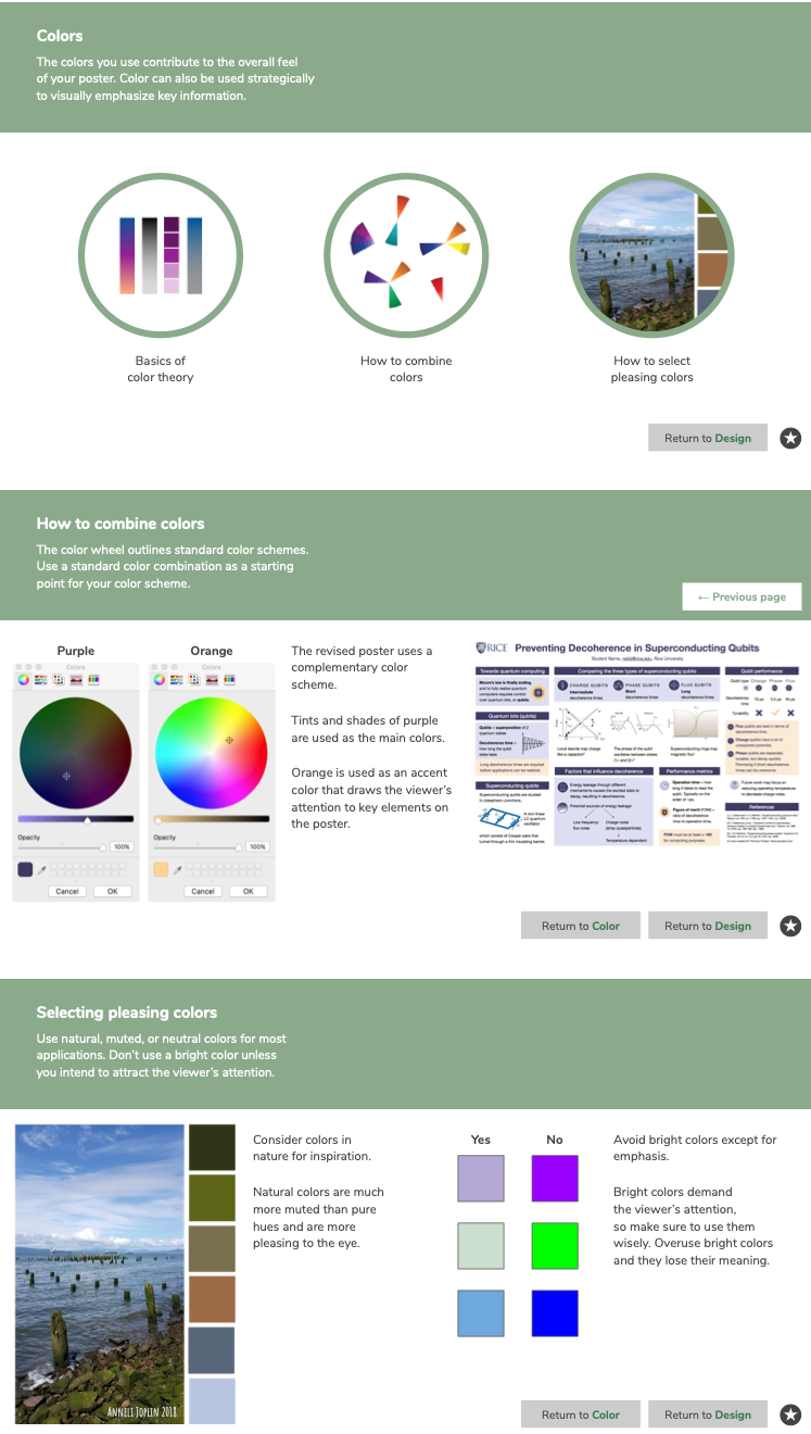 Color Usage Example for Learning Tool