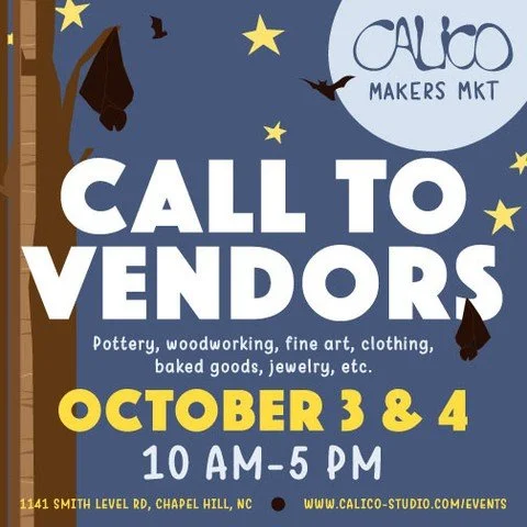 We are starting the month off right with a call to vendors for our Fall 2026 Calico Makers Market! The application is now open for anyone to apply to be a vendor October 3rd and 4th from 10 AM to 5PM. It is FREE to apply, with a 75$ booth fee only if