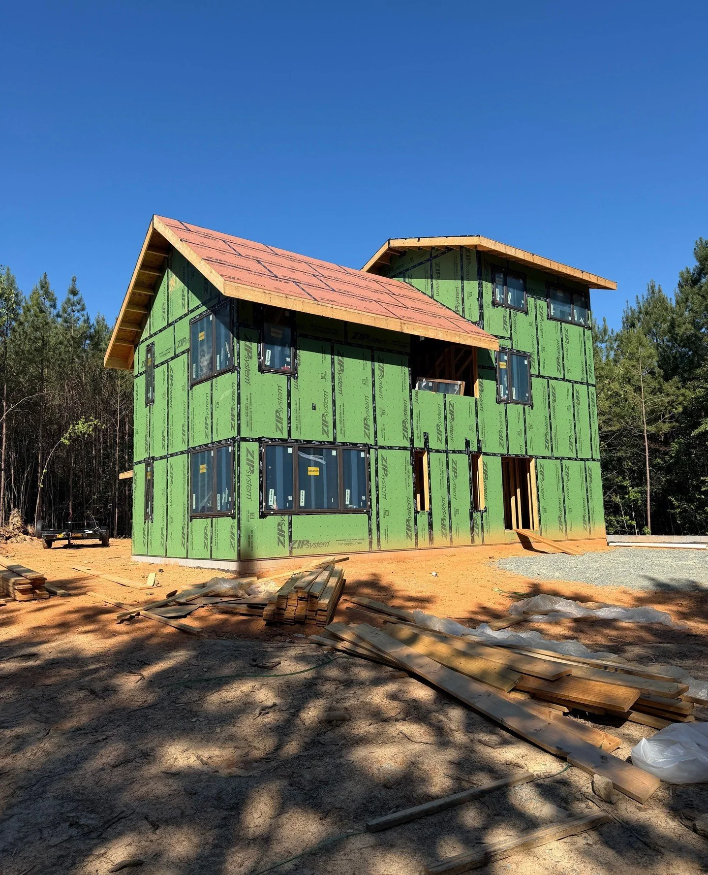 Site visits galore last week! Everyone got together to finalize exterior finishes because seeing the samples on the project site is the only way to really see how they are going to look. Light and reflection can be so finicky! Most of the windows hav