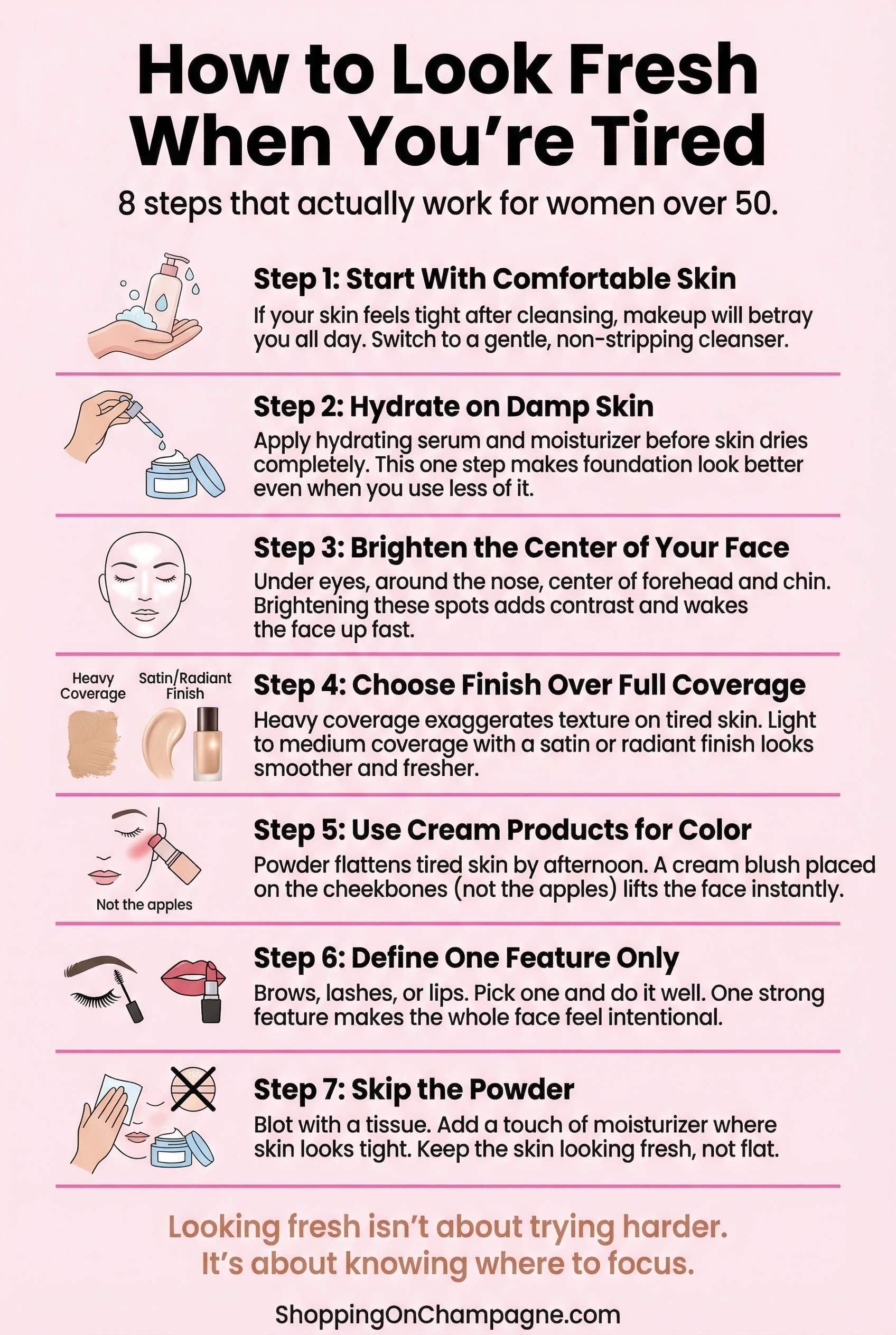 How to Look Refreshed Over 50 Infographic