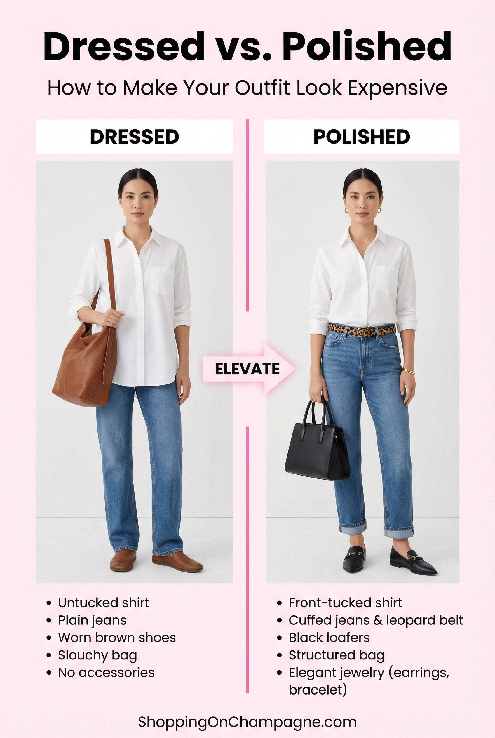 Dressed vs Polished makes an outfit look expensive