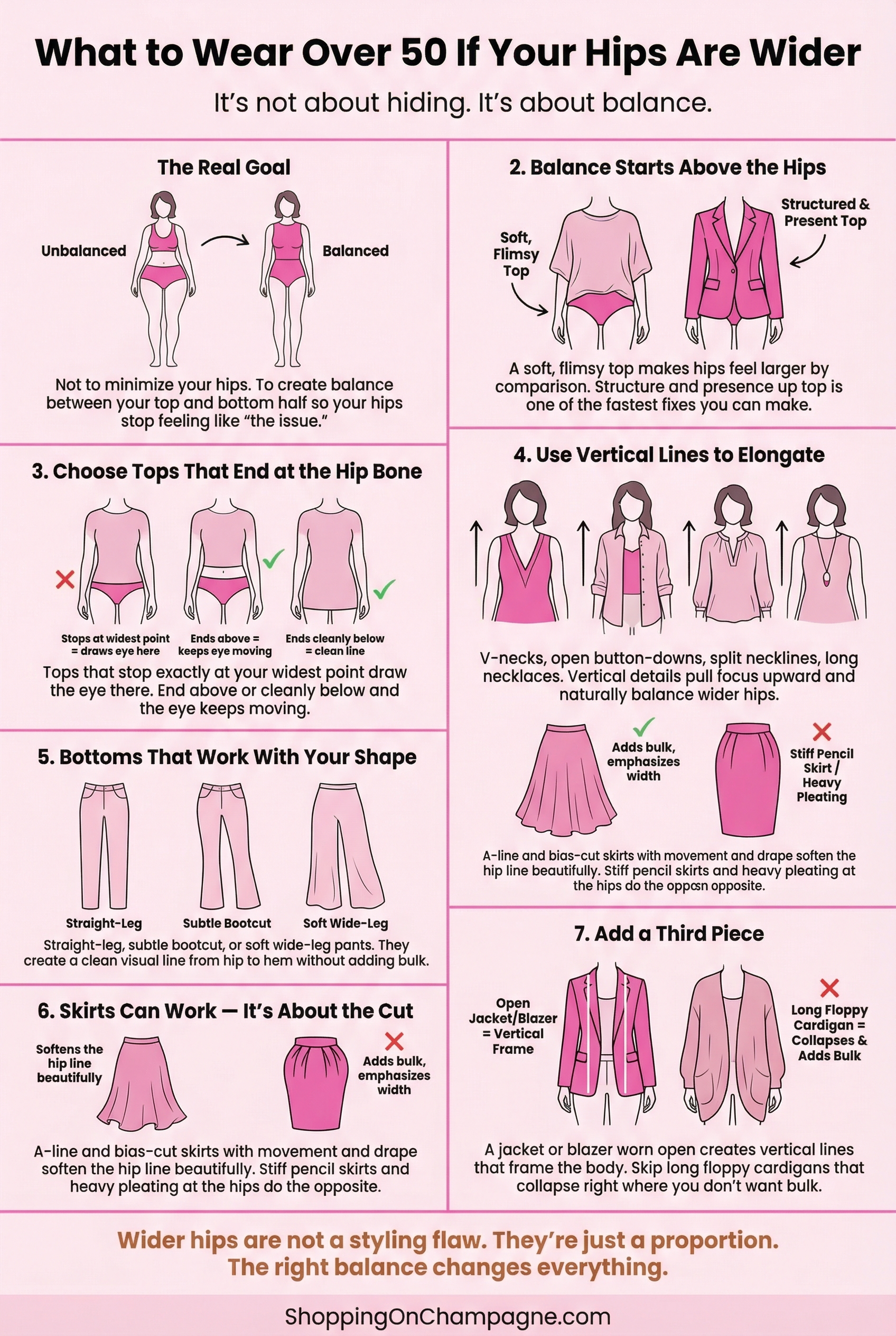 What to Wear Over 50 If Your Hips are Wider Infographic