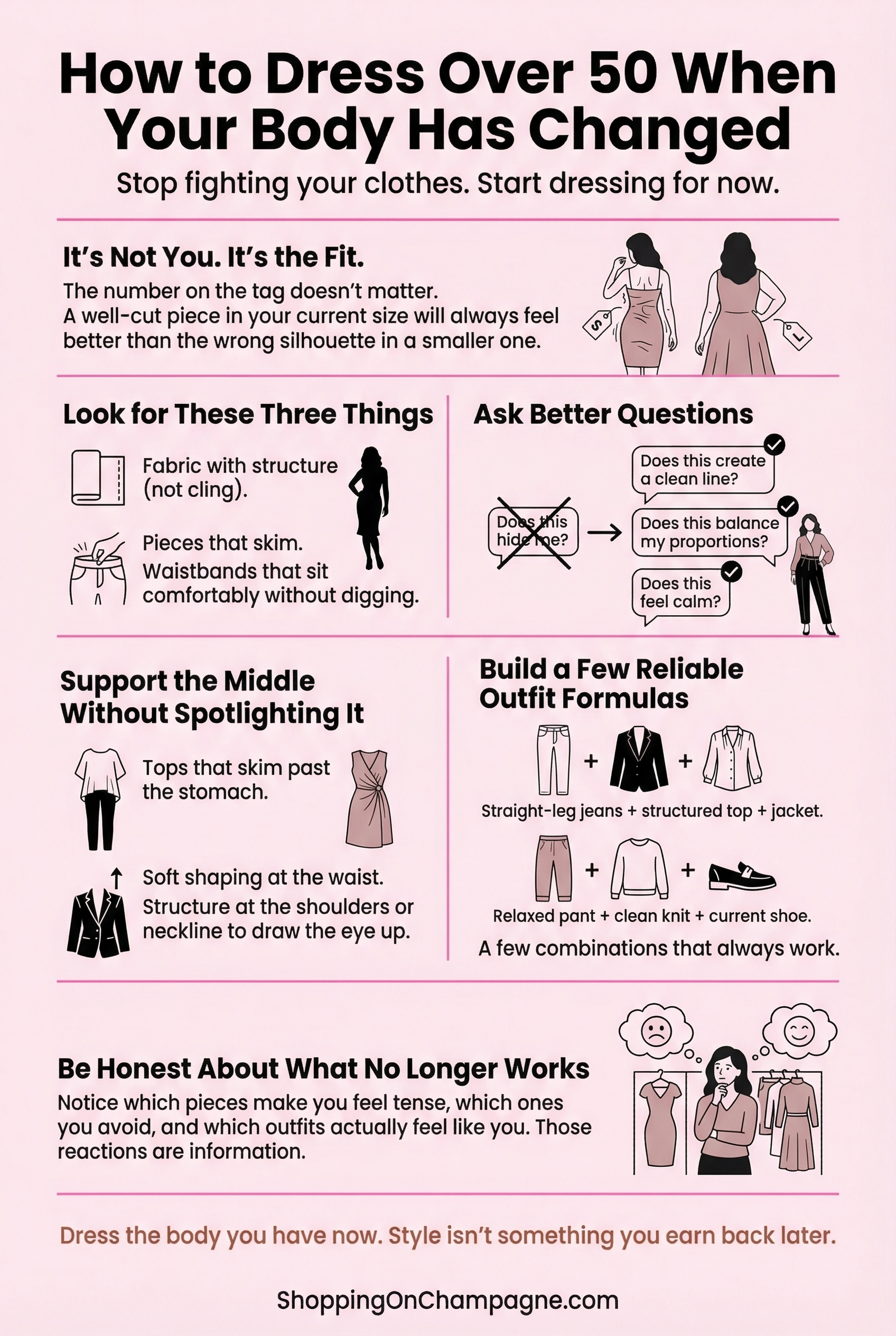 How to Dress Over 50 When You've Gained Weight Infographic