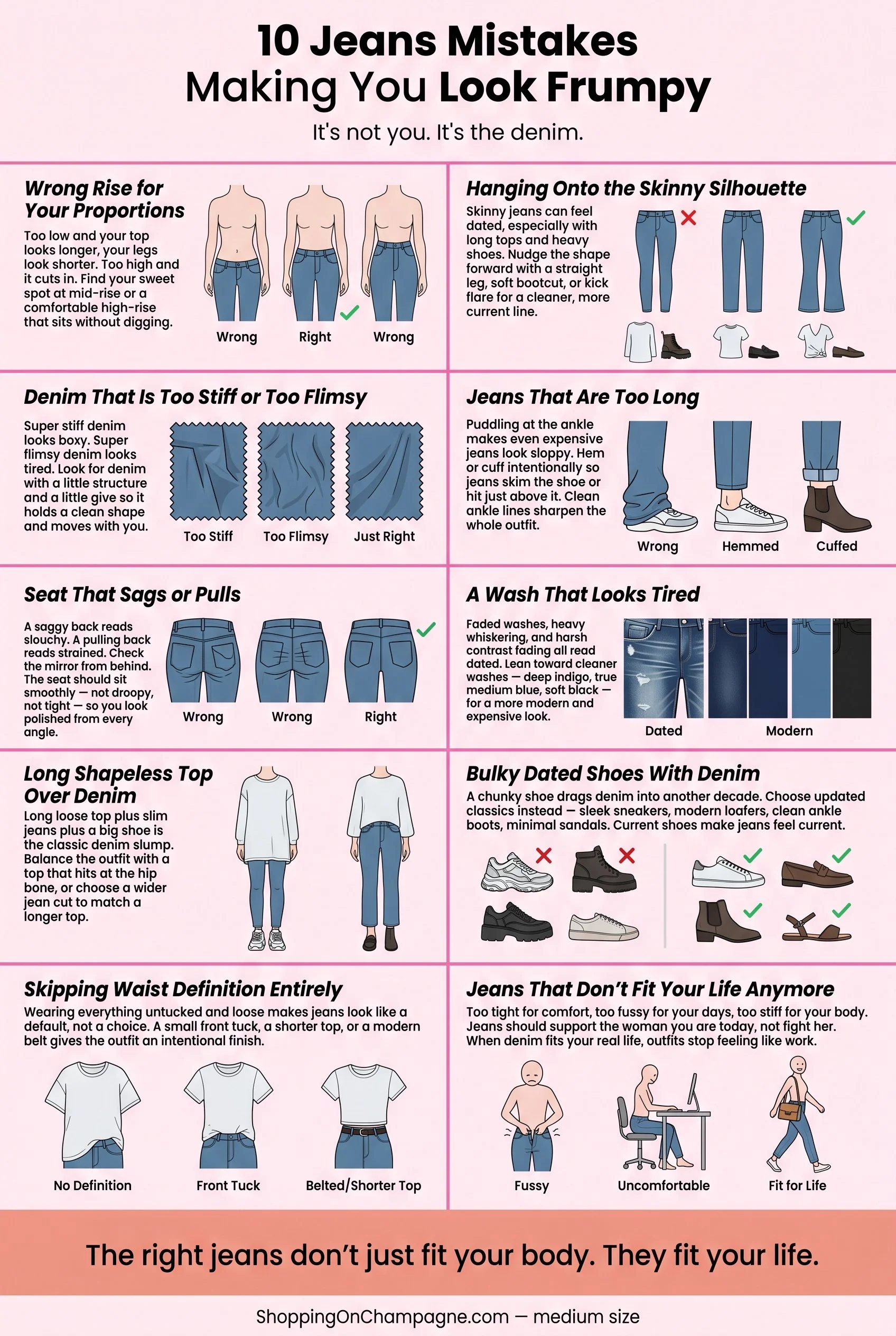 Jean Mistakes Making You Look Frumpy and How to Fix Them!